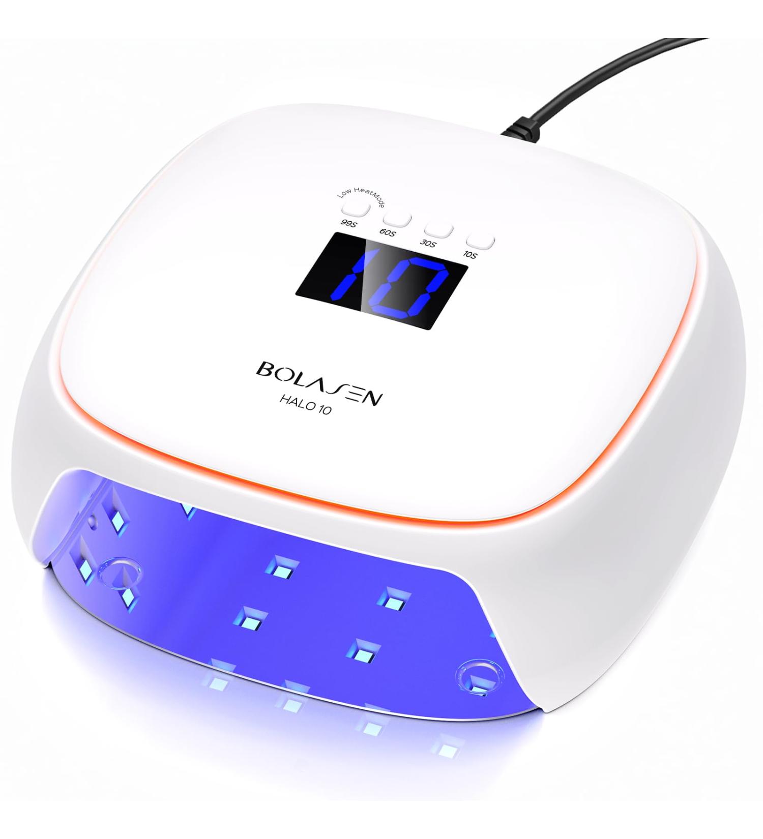 BOLASEN 60W LED Nail Lamp - Professional Gel Nail Dryer with Ceramic Tech No UV Damage Quick Drying Atmosphere Light & Metal Base - Buy Online on SooperMarket.com