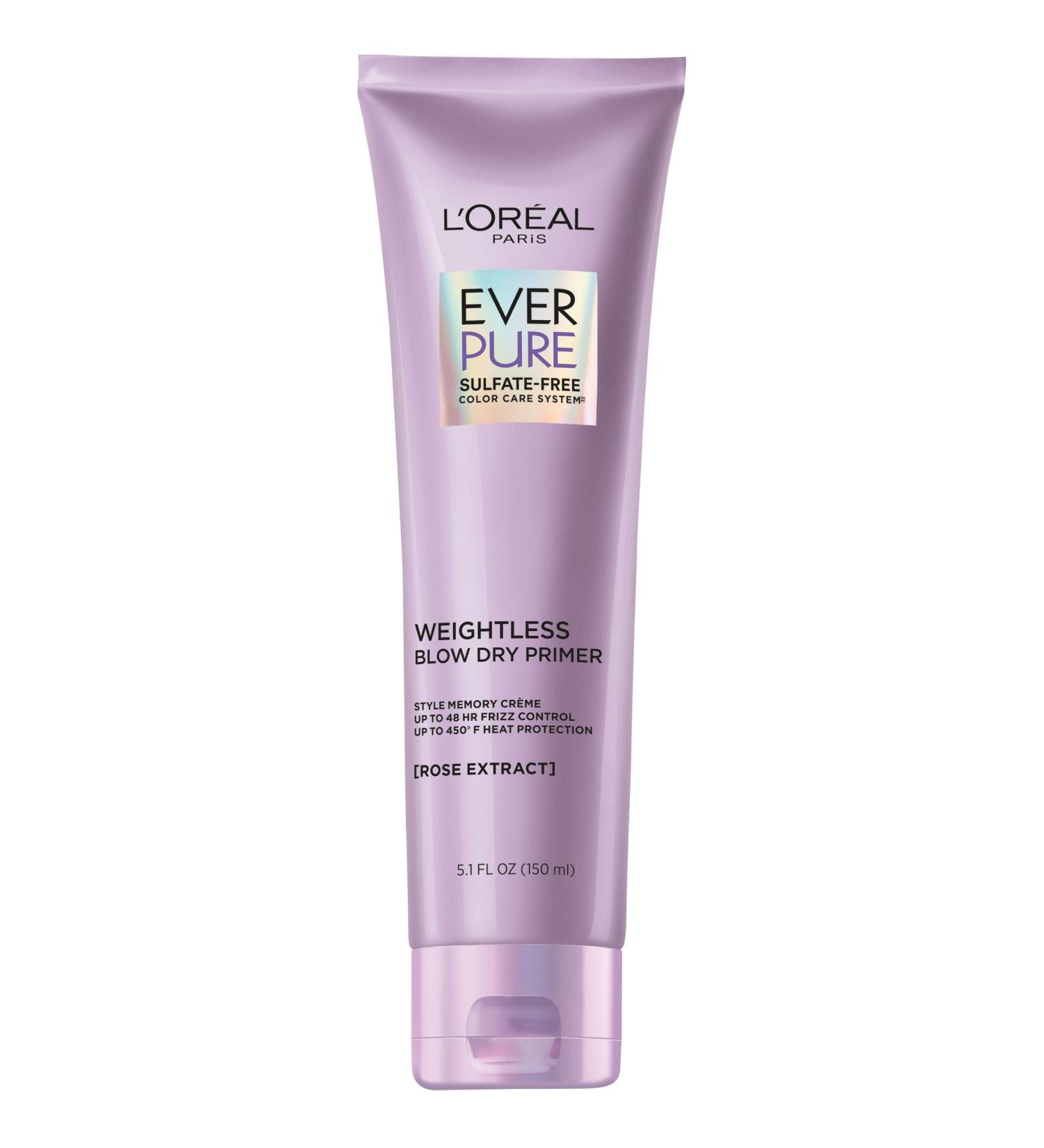 L Or al Paris Blow Dry Primer for 48 HR Frizz Control Sulfate Free EverPure 5.1 fl oz Rose 5.1 Fl Oz (Pack of 1) - Buy Online on SooperMarket.com