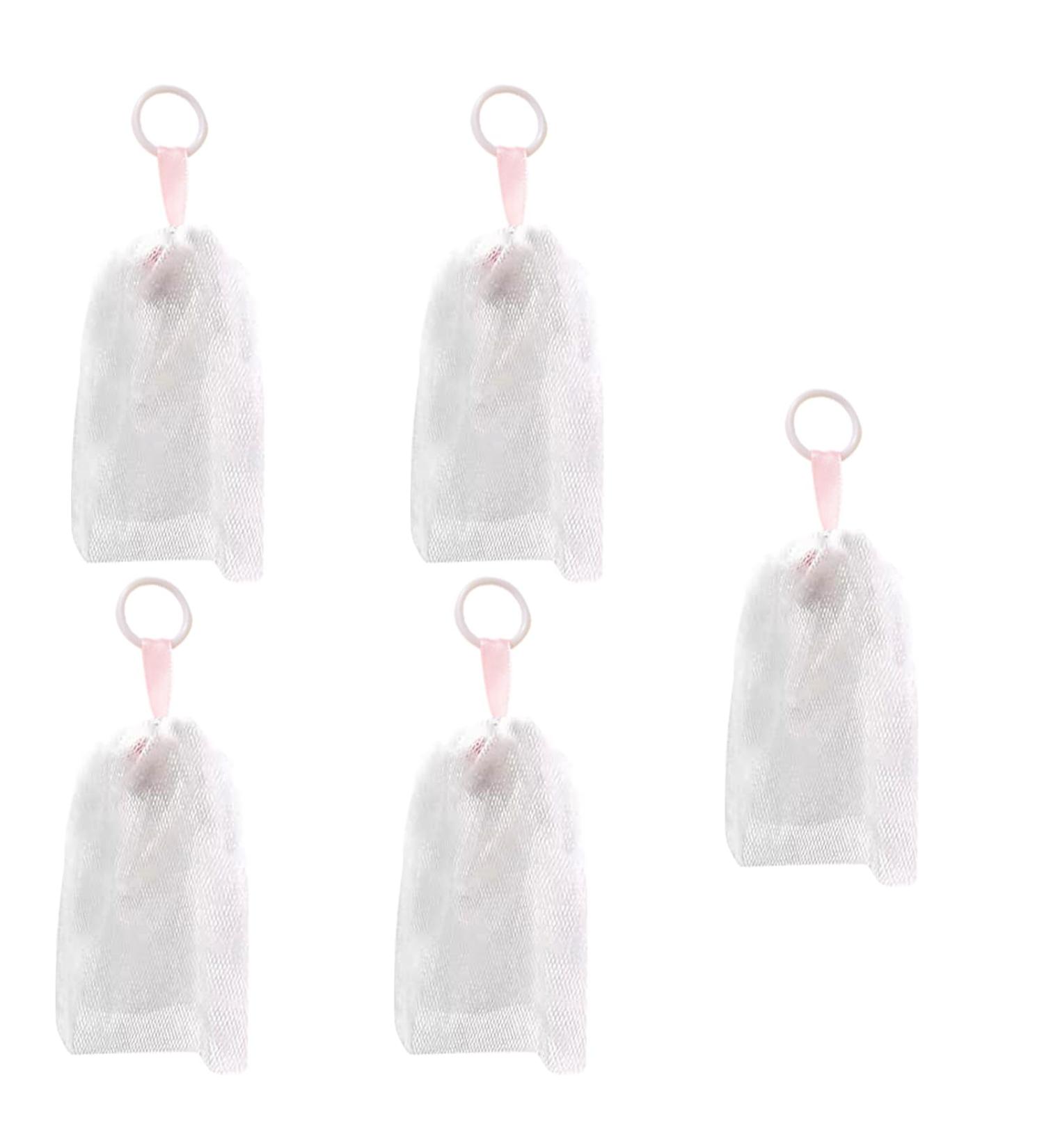 Foaming Net for Face Washing 5Pcs Soft Skin-friendly Soap Net with Hanging Rope PE Cleanser Foamer Bubble Net for Bathroom - Buy Online on SooperMarket.com