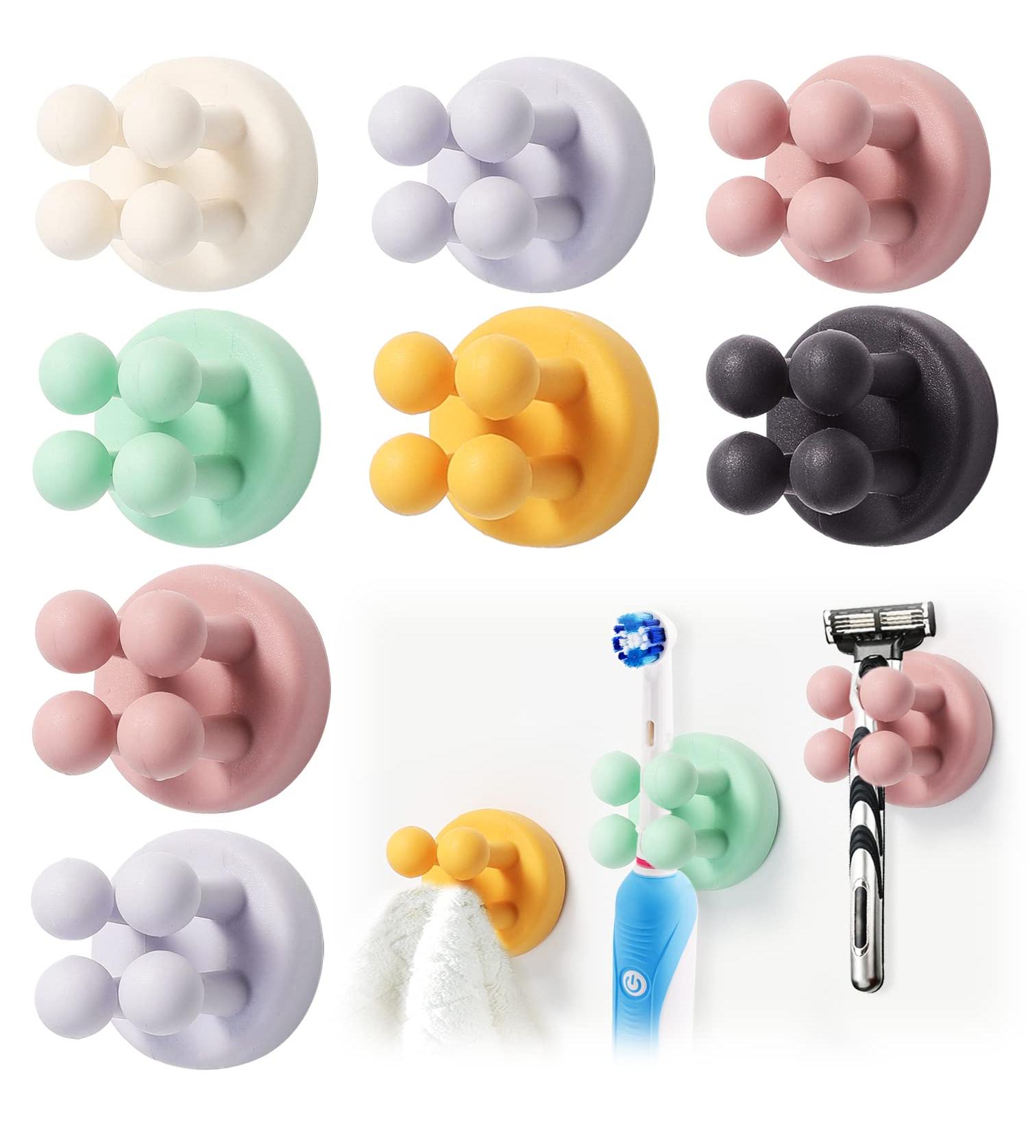8-Piece Waterproof Toothbrush Holder Set | Adhesive Hooks for Bathroom & Kitchen | No Drilling Required | Funny & Functional Silicone Design - Buy Online on SooperMarket.com
