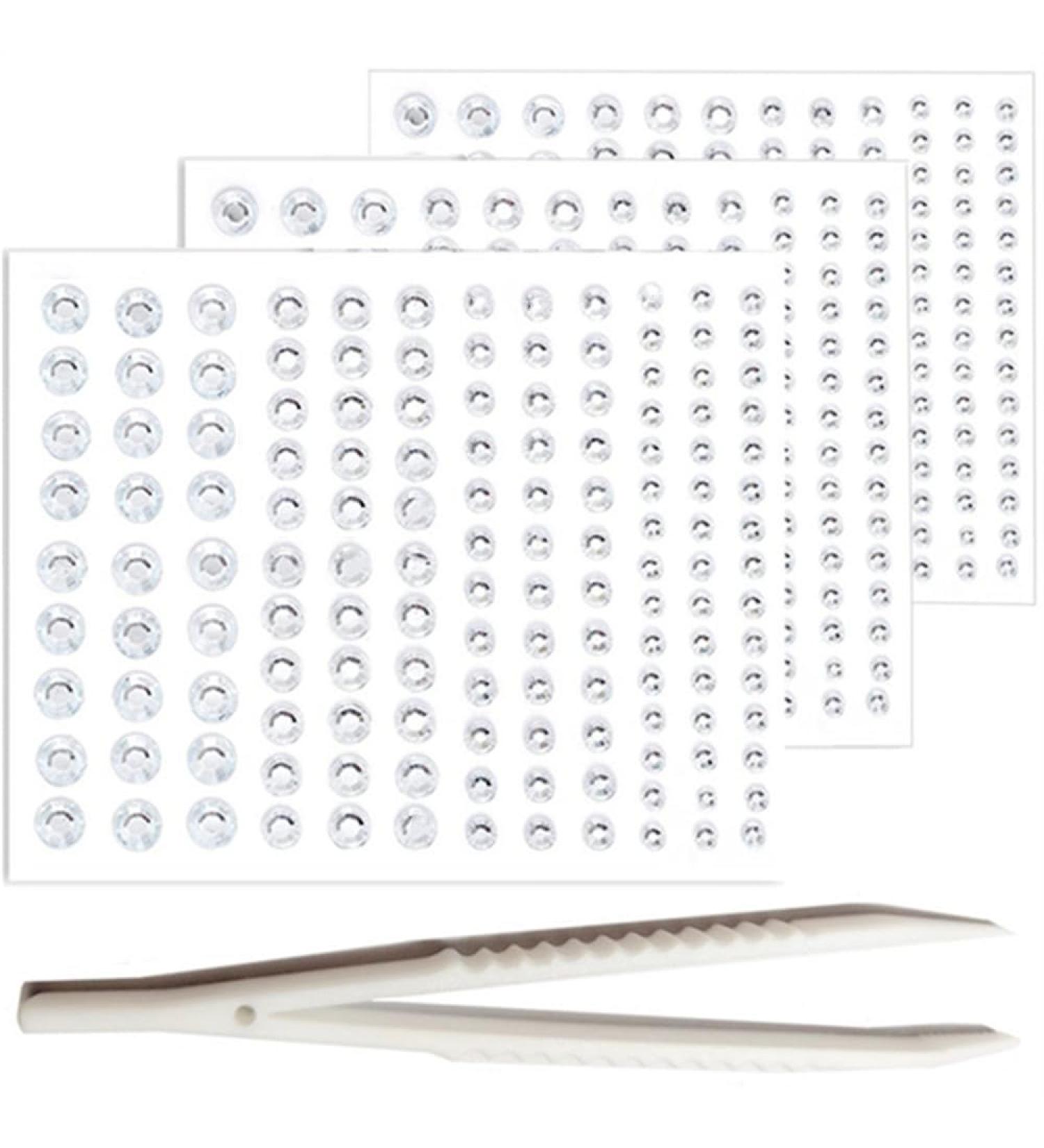 Go Ho 423 Self Adhesive Face Gems Rhinestones for Festival Rave - 3 Sheets + Tweezers - Buy Online on SooperMarket.com