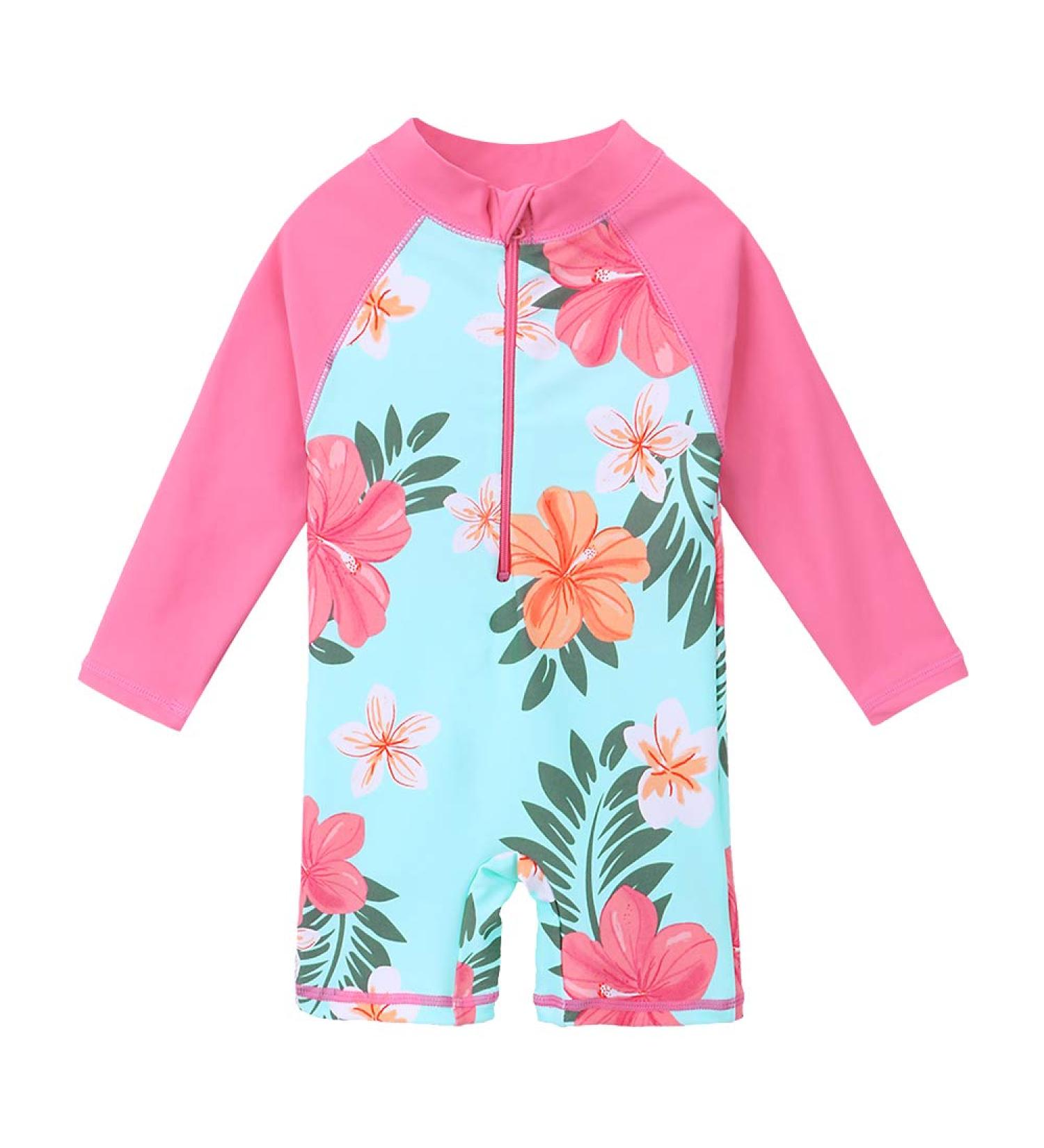 HUAANIUE Baby Girls Short Sleeve One Piece Swimsuit | UPF 50+ Sun Protection | Cyanflower Swimwear | 2-3 Years - Buy Online on SooperMarket.com