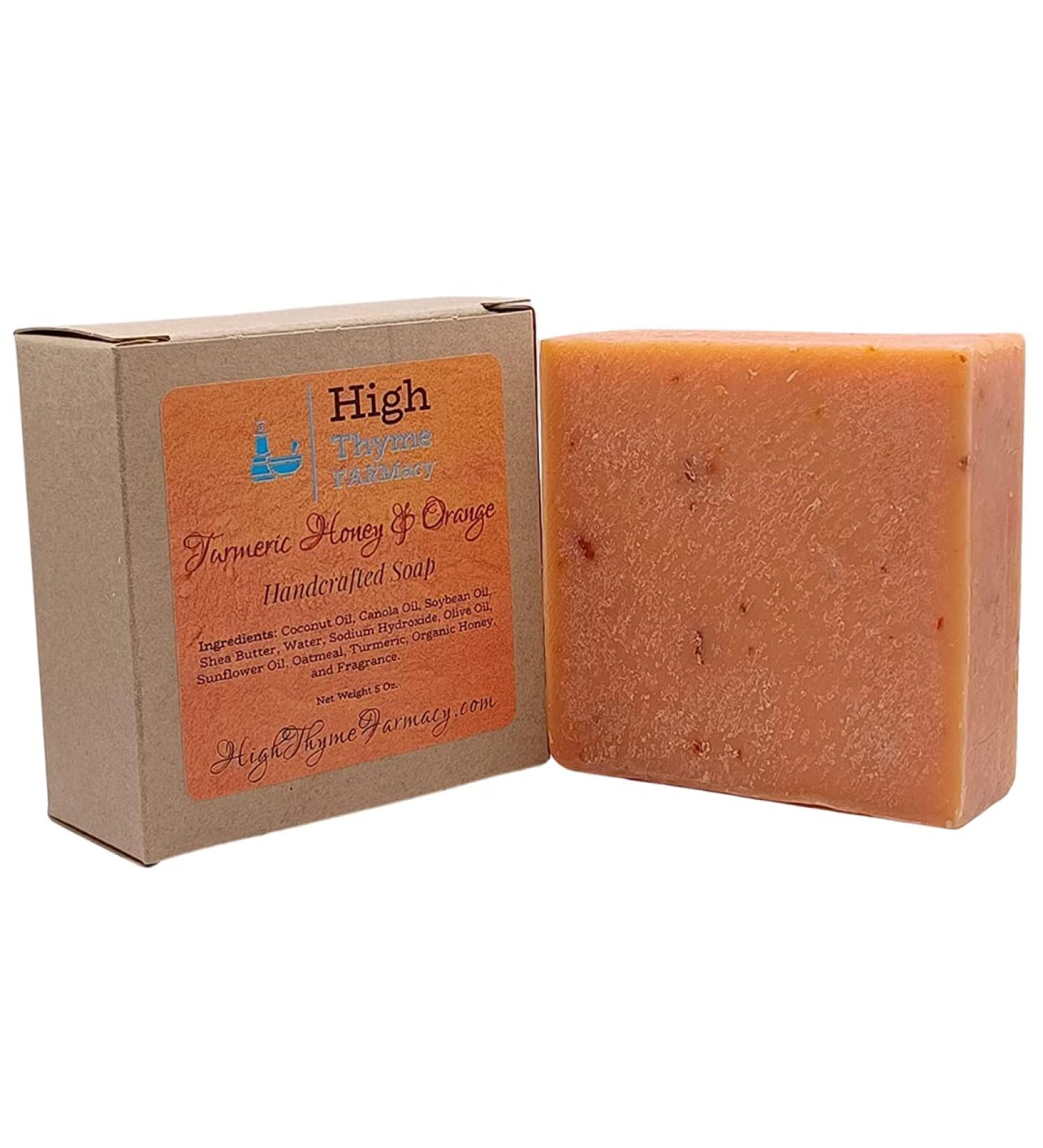 High Thyme FARMacy Turmeric Honey & Orange Soap - Moisturizing Bar with Organic Honey, Rolled Oats & Ginger - Buy Online on SooperMarket.com