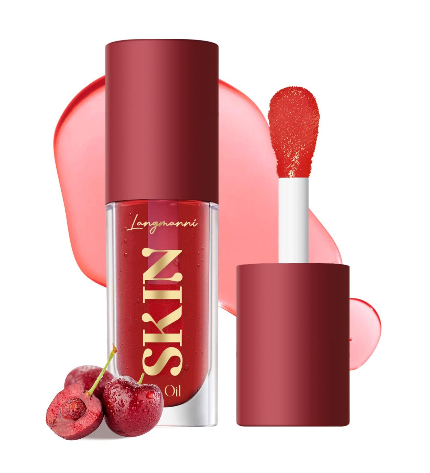 BANGFENG Big Brush Head Hydrating Lip Glow Oil - Cherry Tint | Nourishing & Plumping Lip Gloss Balm for Long Lasting Hydration - Buy Online on SooperMarket.com