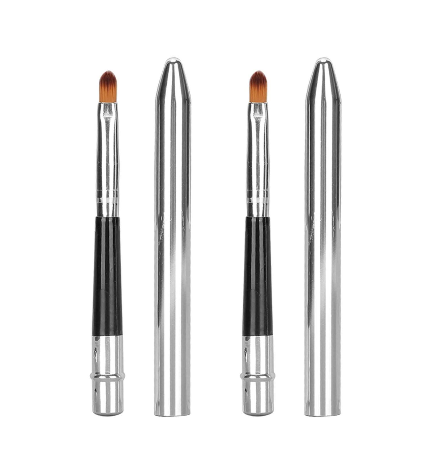 2pcs Ergonomic Lip Brush Set Retractable & Easy Clean Aluminium Lipstick Brushes for Perfect Application - Buy Online on SooperMarket.com