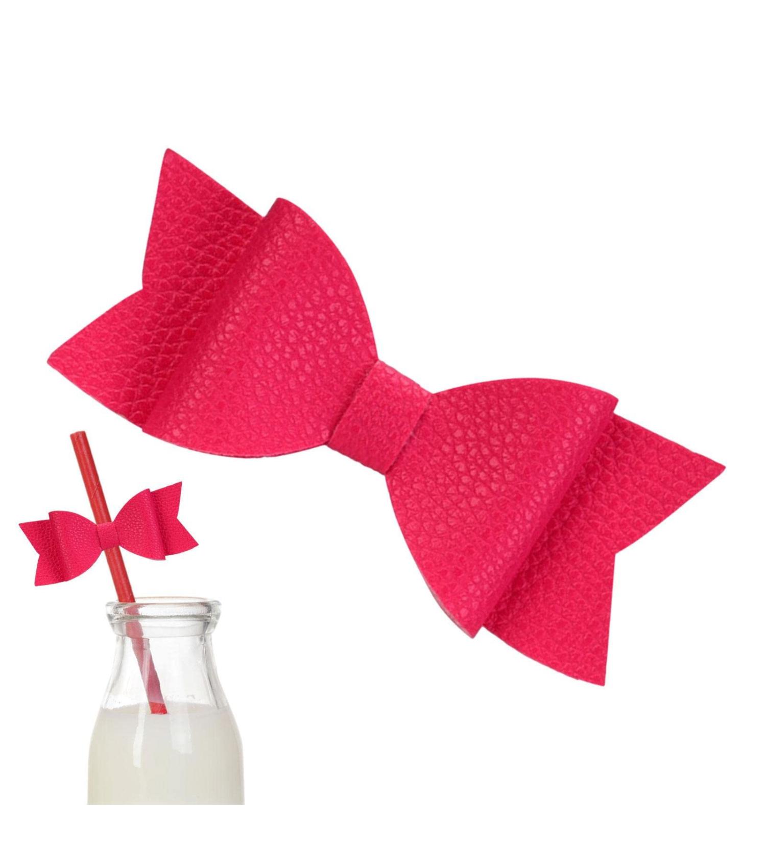 Straw Bow - Bow Cupcake Portable Straw Caps Decoration Cute Big Straw Decorations Bow s for Shakven Hot Pink - Buy Online on SooperMarket.com