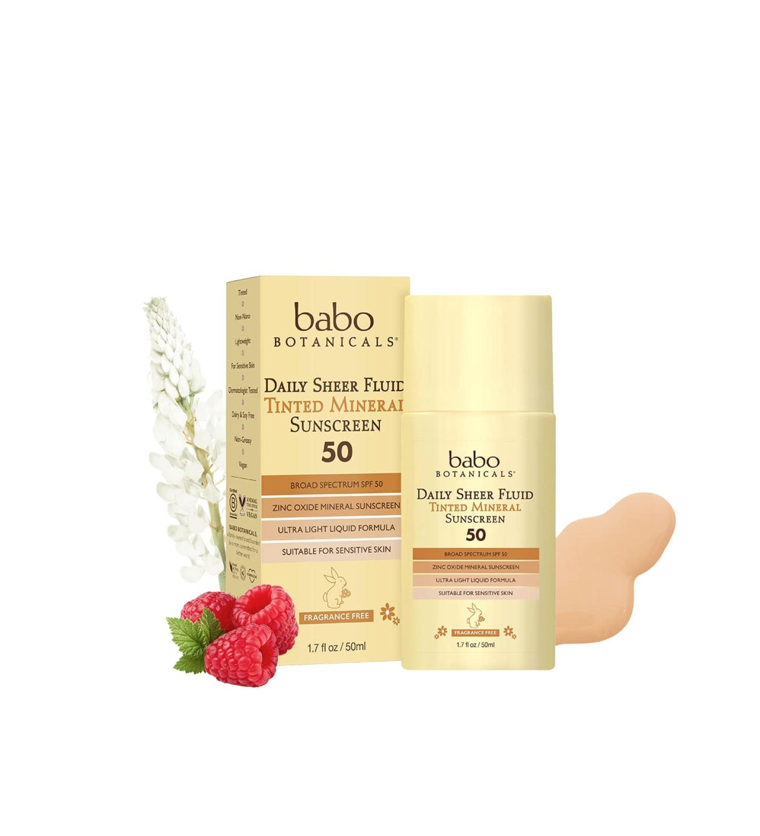 Babo Botanicals Daily Sheer Fluid Tinted Mineral Sunscreen SPF 50 - Golden-Hued Tint - 1.7 fl oz - Buy Online on SooperMarket.com