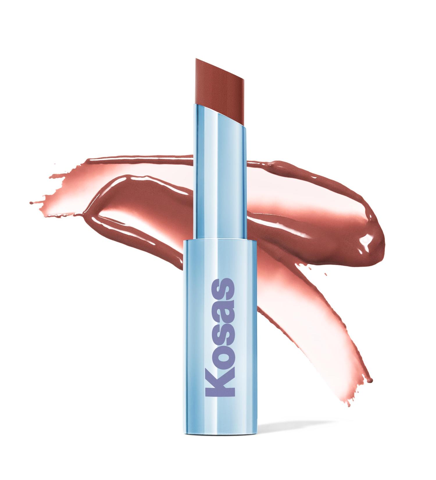 Kosas Wet Stick Lipstick - Moisturizing Shiny Sheer with Ceramides & Hyaluronic Acid - Soothes & Softens Lips - Tropic Bliss - Buy Online on SooperMarket.com