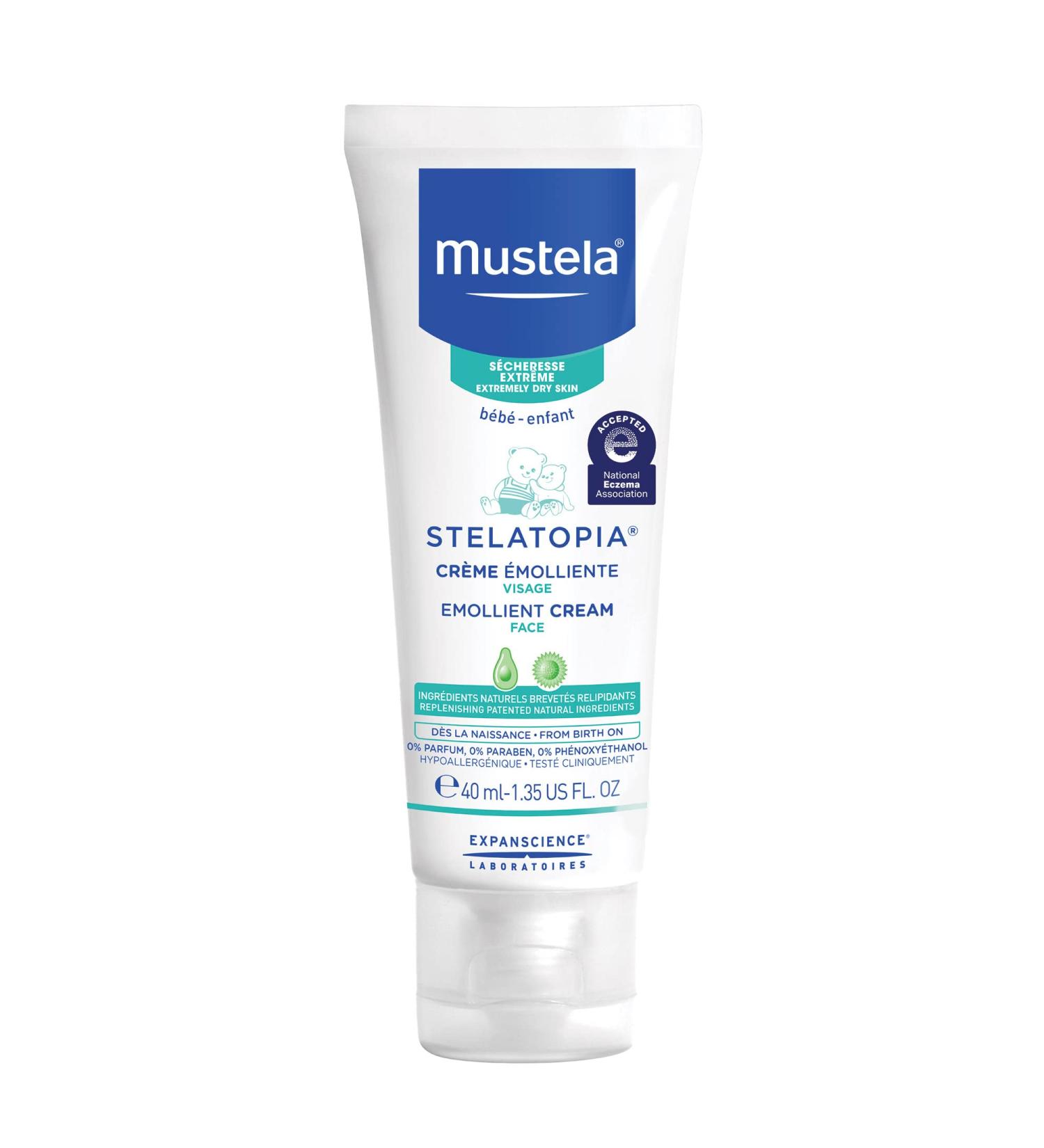 Mustela Baby Stelatopia Emollient Face Cream 1.35 fl oz - Soothing Skincare for Babies - Buy Online on SooperMarket.com