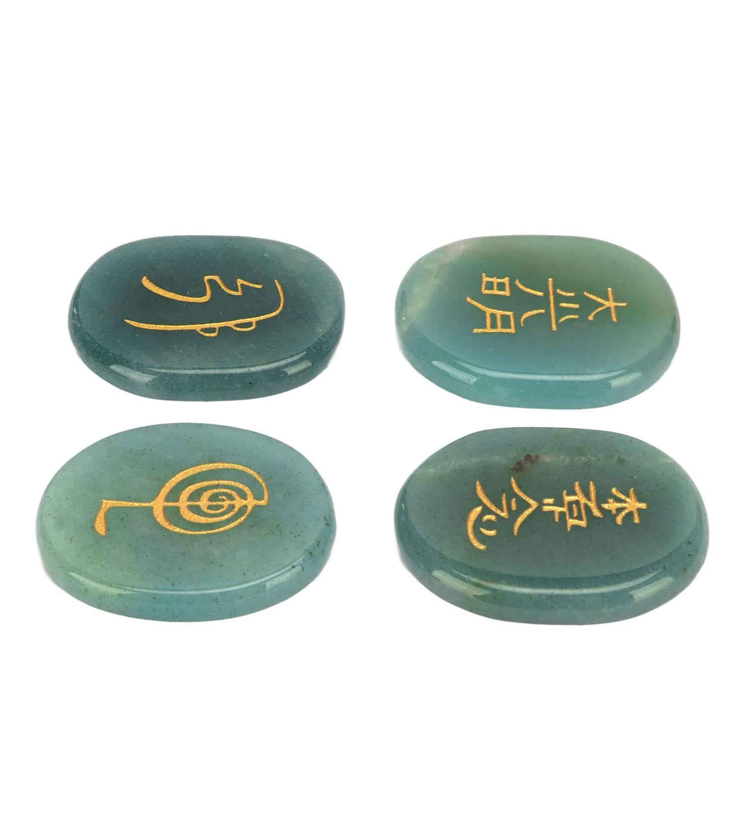Rune Stones Reiki Oval Witch Set 4Pcs Stones Crafts Hobbies (Green) - Buy Online on SooperMarket.com