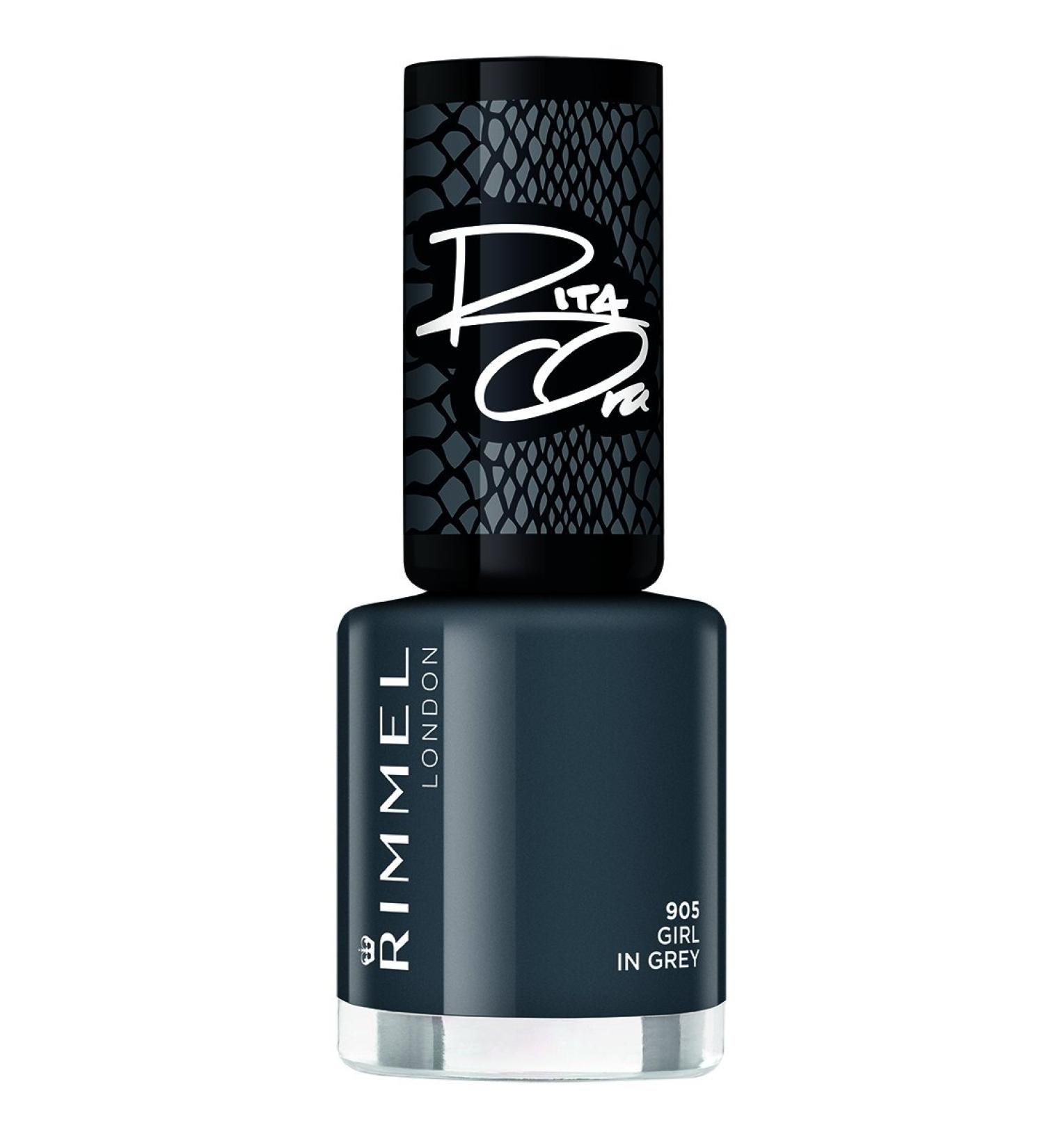 Rimmel London 60 Seconds Super Shine Nail Polish 905 Girl In Grey 8 ml Packaging May Vary Shades of Black Girl In Grey