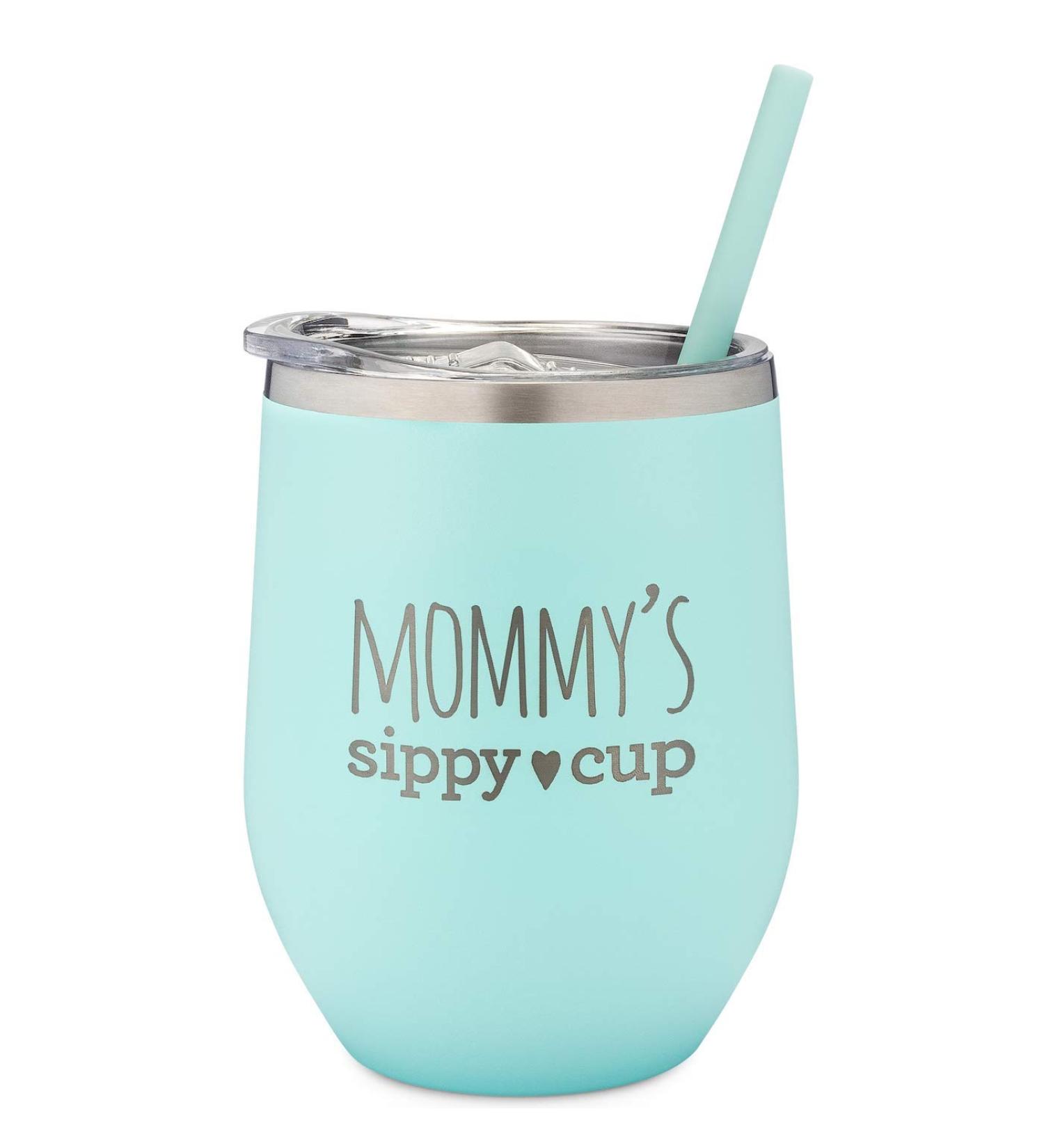 SassyCups Mommy's Sippy Cup Wine Tumbler - Engraved Stainless Steel Stemless Glass (12oz, Mint) - Perfect Gift for New Mom or Mom to Be - Buy Online on SooperMarket.com