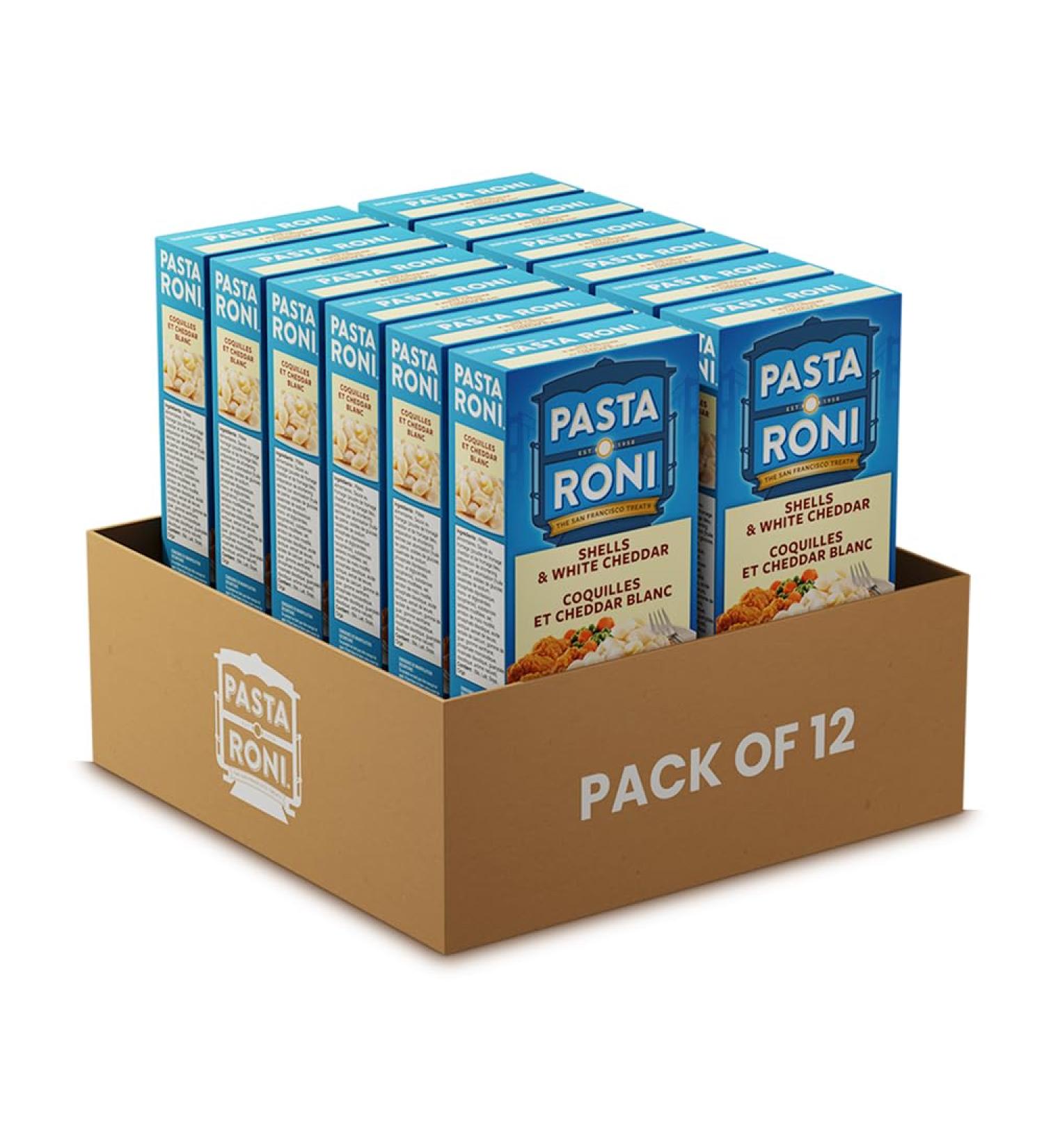 Pasta-Roni Shells & White Cheddar Shell Shaped Pasta in a White Cheddar Flavoured Sauce 175g (Pack of 12) White Cheddar Pack of 12 - Buy Online on SooperMarket.com