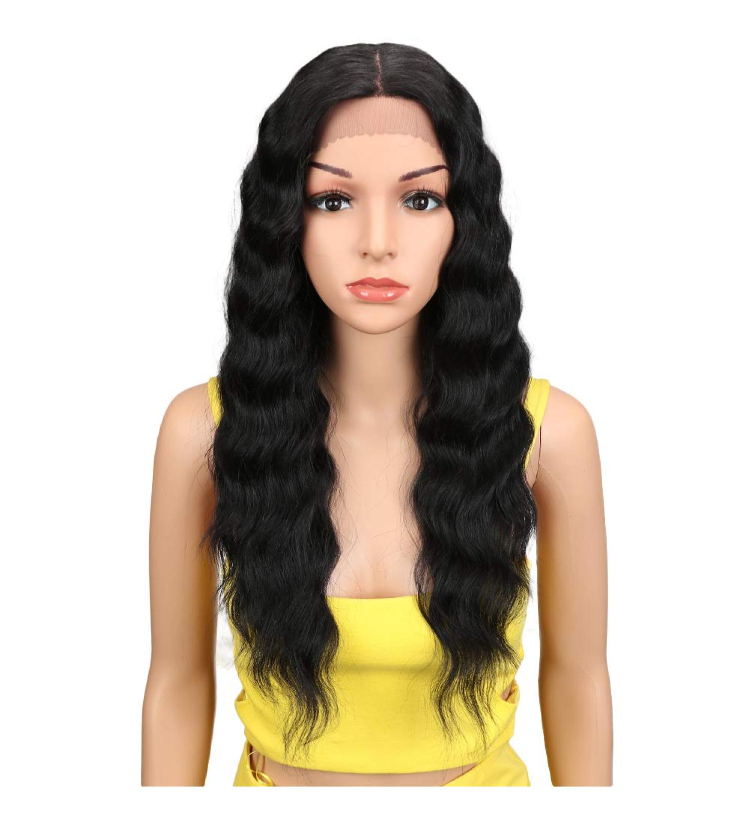 JOEDIR PERCOIS Lace Front Wigs 60cm - Long HD Transparent Synthetic Wig for Women - 130% Density Black Hair - Buy Online on SooperMarket.com