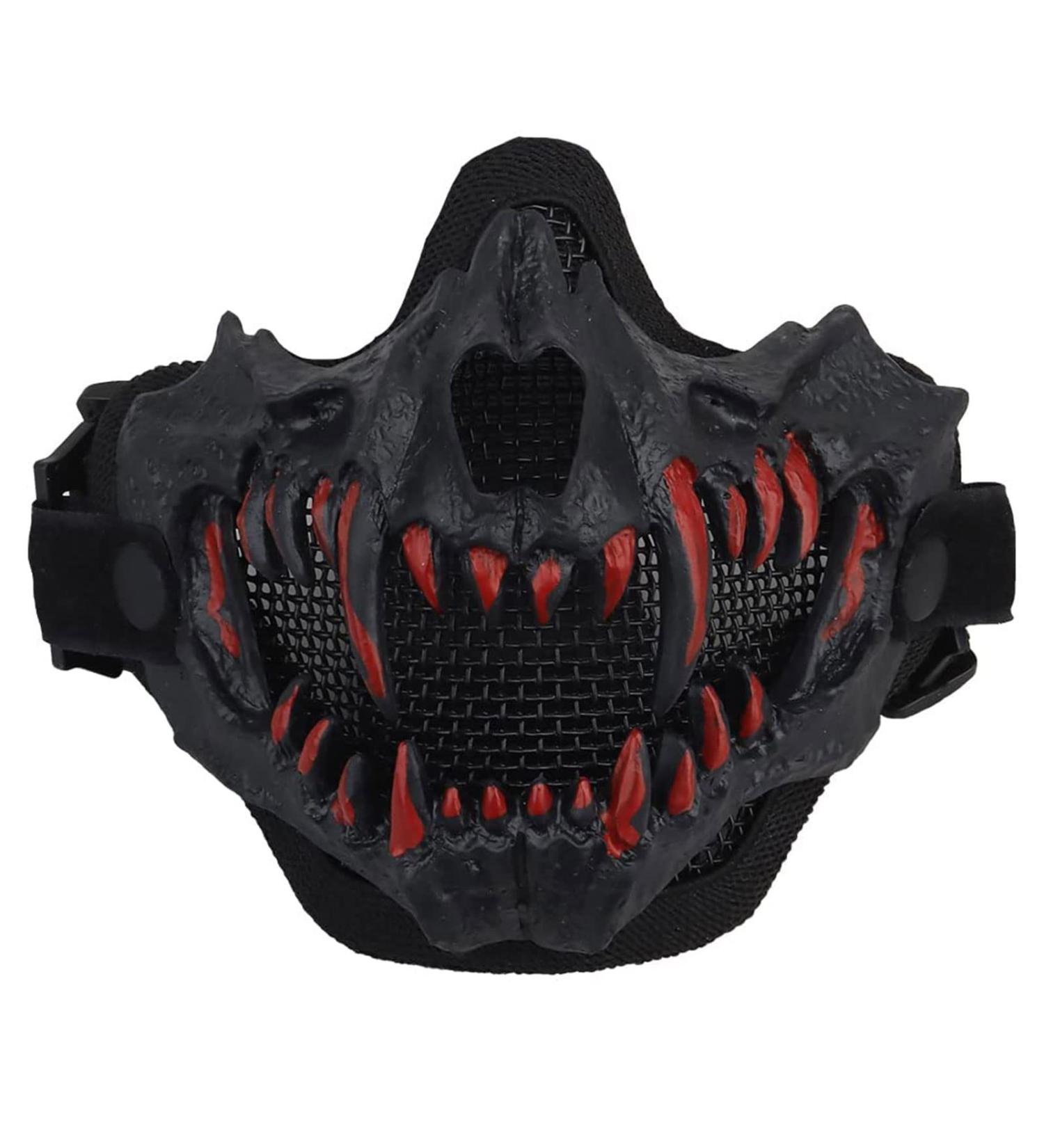 Airsoft Mesh Skull Mask for Halloween Cosplay & Paintball - Black - Buy Online on SooperMarket.com