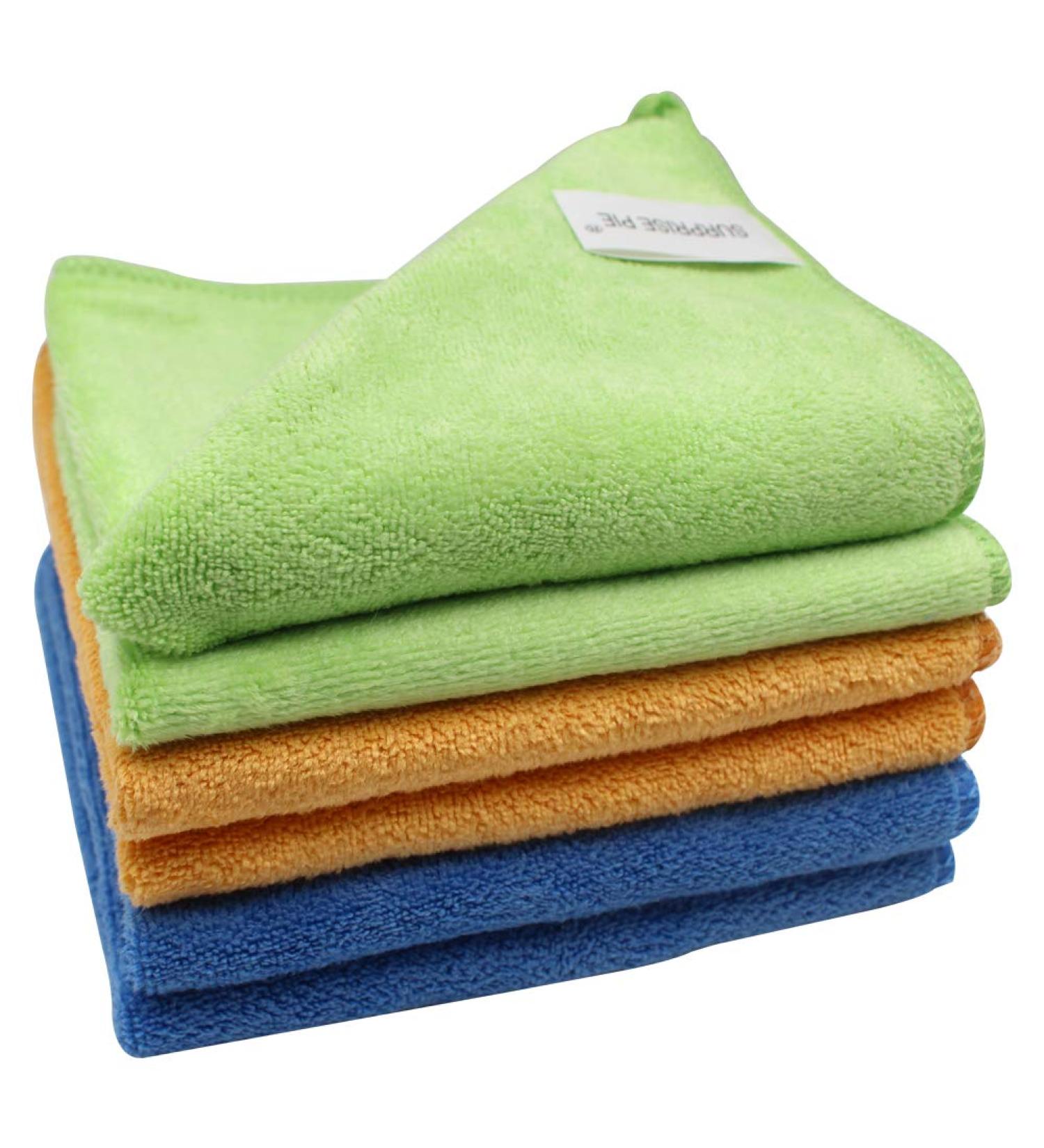 6 Pack Microfiber Cleaning Cloths 400 GSM - Lint Free, 12x12 Inches, Multi-Colored - Ideal for Kitchen, Car, House, Boat - Soft and Thick Reusable Towels - Buy Online on SooperMarket.com