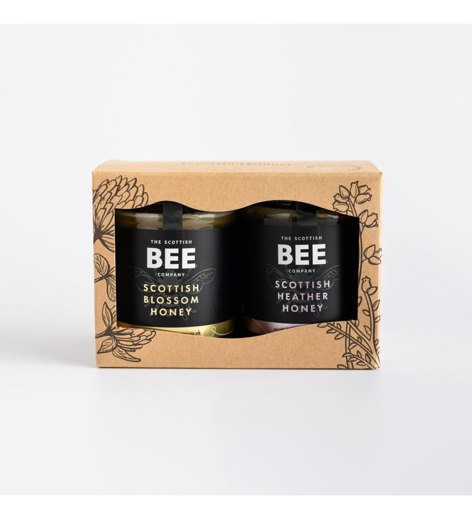 Heather and Blossom Duo of Honey from The Scottish Bee Company 340g x 2 - Heather and Blossom Honey Gift Bundle - Pure Natural Soft Set Honey Made in the UK - Buy Online on SooperMarket.com