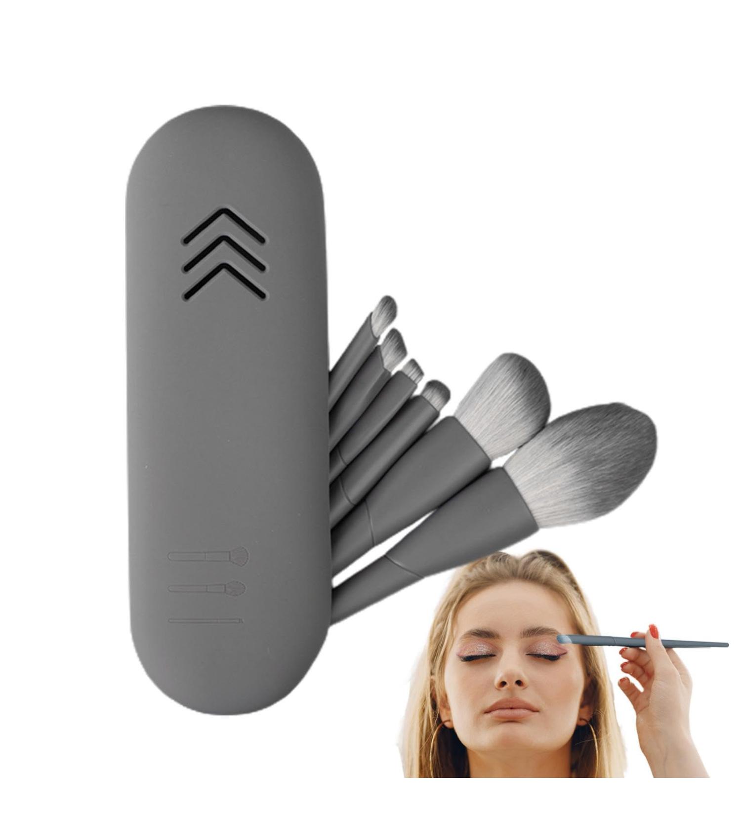 Teksome Makeup Brush Set | Face Eye Eyeshadow Brush Set - Foundation Brush Make up Brushes Set with Storage Bag for Women and Girls grey - Buy Online on SooperMarket.com
