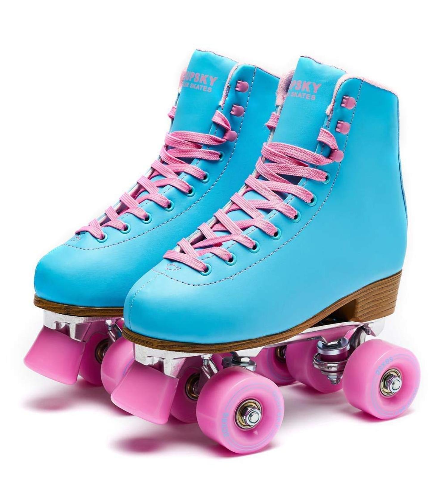 Goupsky Roller Skate Shoes for Women/Youth - Retro 4 Wheels Quad Skates - Blue Size 9 - Indoor & Outdoor - Buy Online on SooperMarket.com