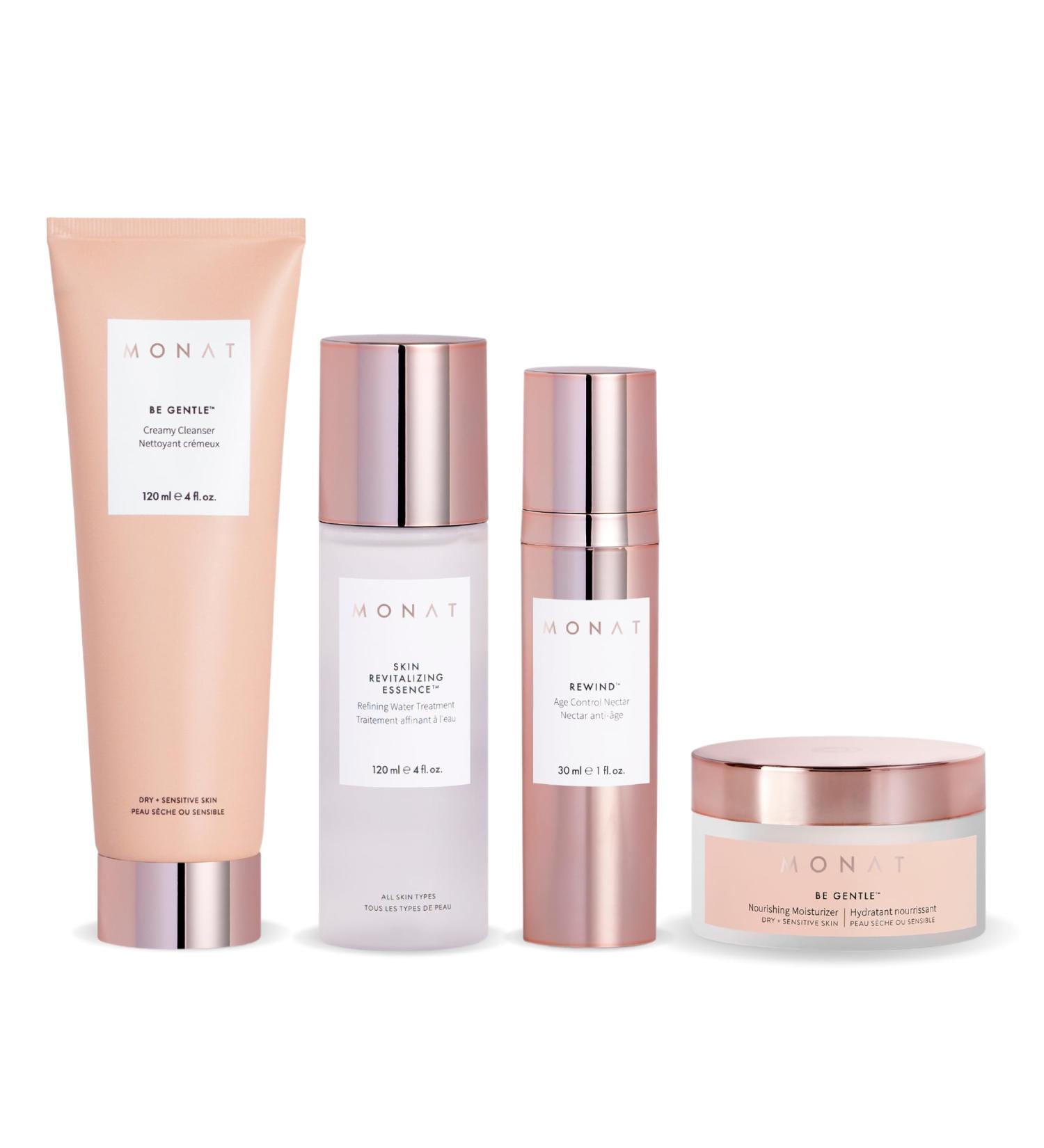 MONAT BE GENTLE Skincare System | Nourishing Cleanser Anti-Aging Nectar & Moisturizer for Sensitive Skin - Shop Internationally - Buy Online on SooperMarket.com