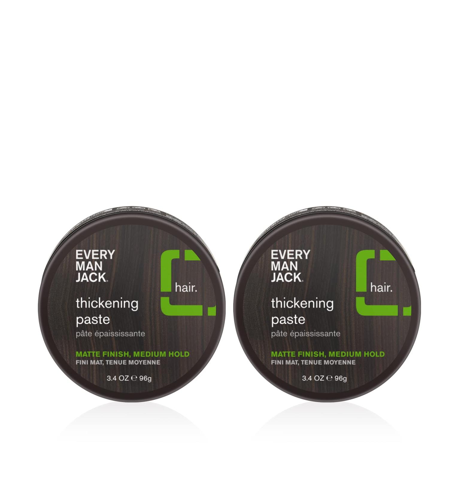 Every Man Jack Men's Hair Styling Thickening Paste Twin Pack - Medium Hold Matte Finish - Fragrance Free - 3.4oz x 2 - Buy Online on SooperMarket.com