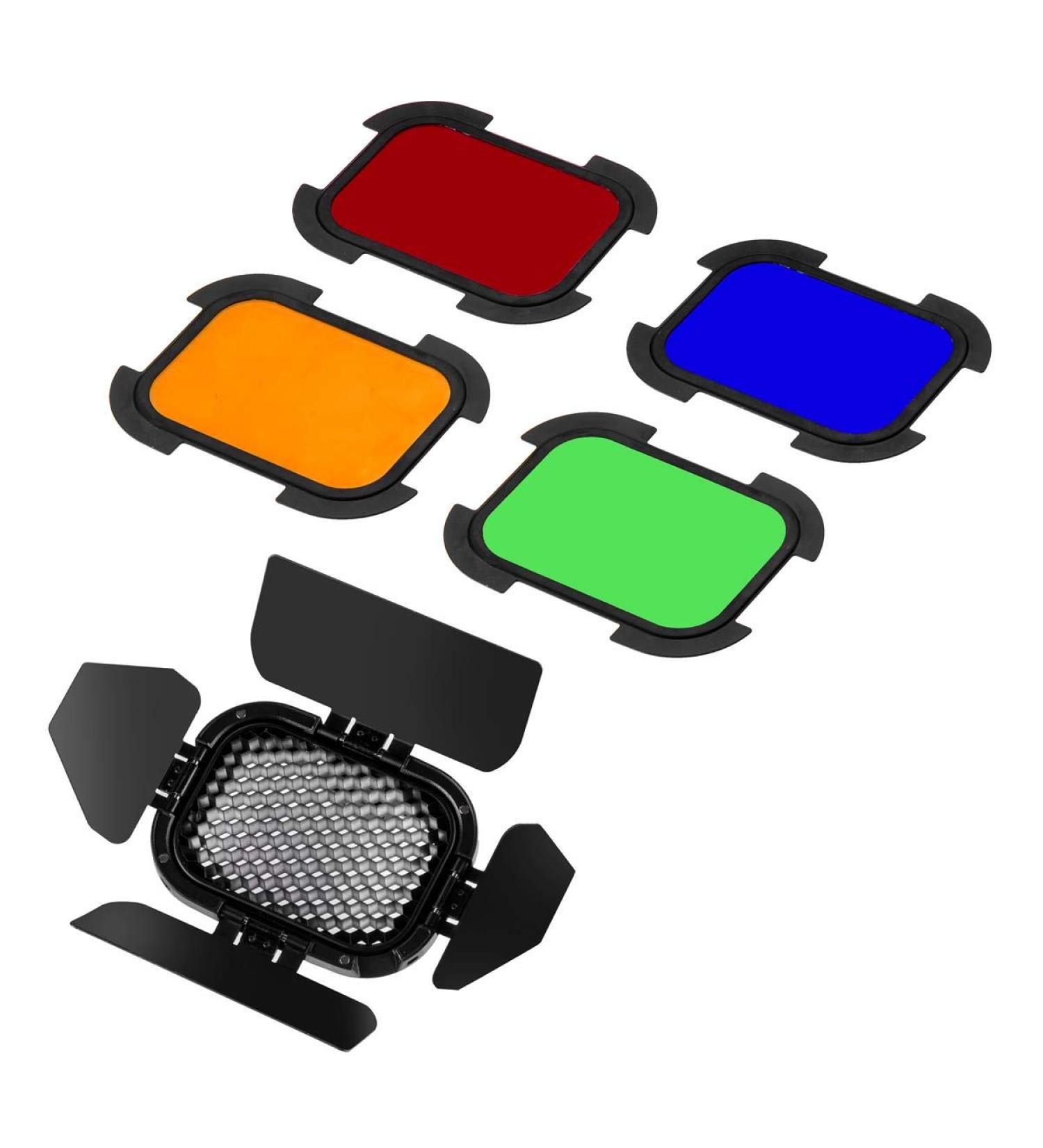 Flashpoint Barndoor Kit for The eVOLV 200 Fresnel Head with 4 Color gels (BD-07) - Buy Online on SooperMarket.com