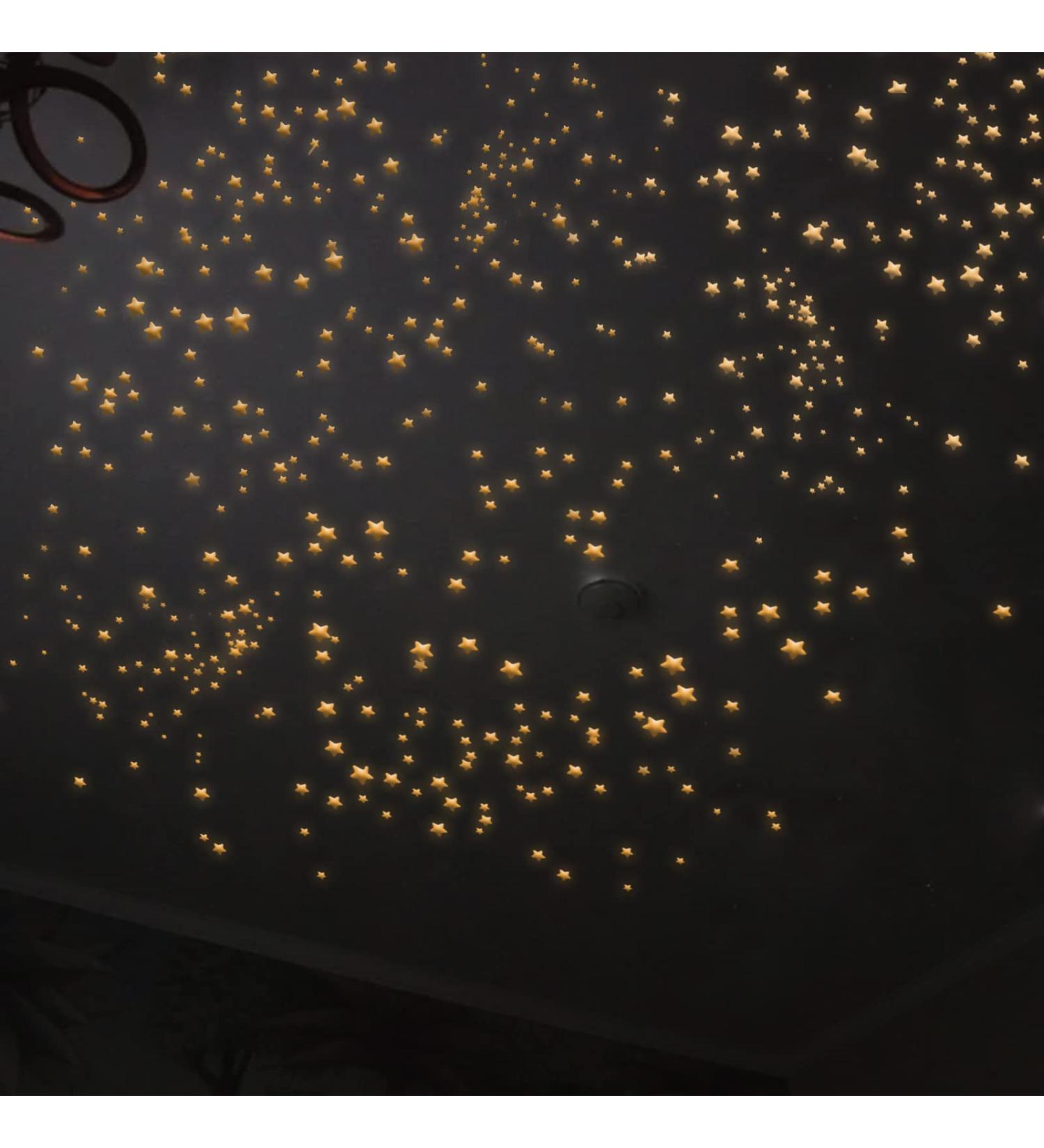 Glow in The Dark Stars Decals 633 Pcs | Luminous Dot 3D Starry Stickers for Ceiling or Wall | Kids Bedroom Decor in Orange - Buy Online on SooperMarket.com
