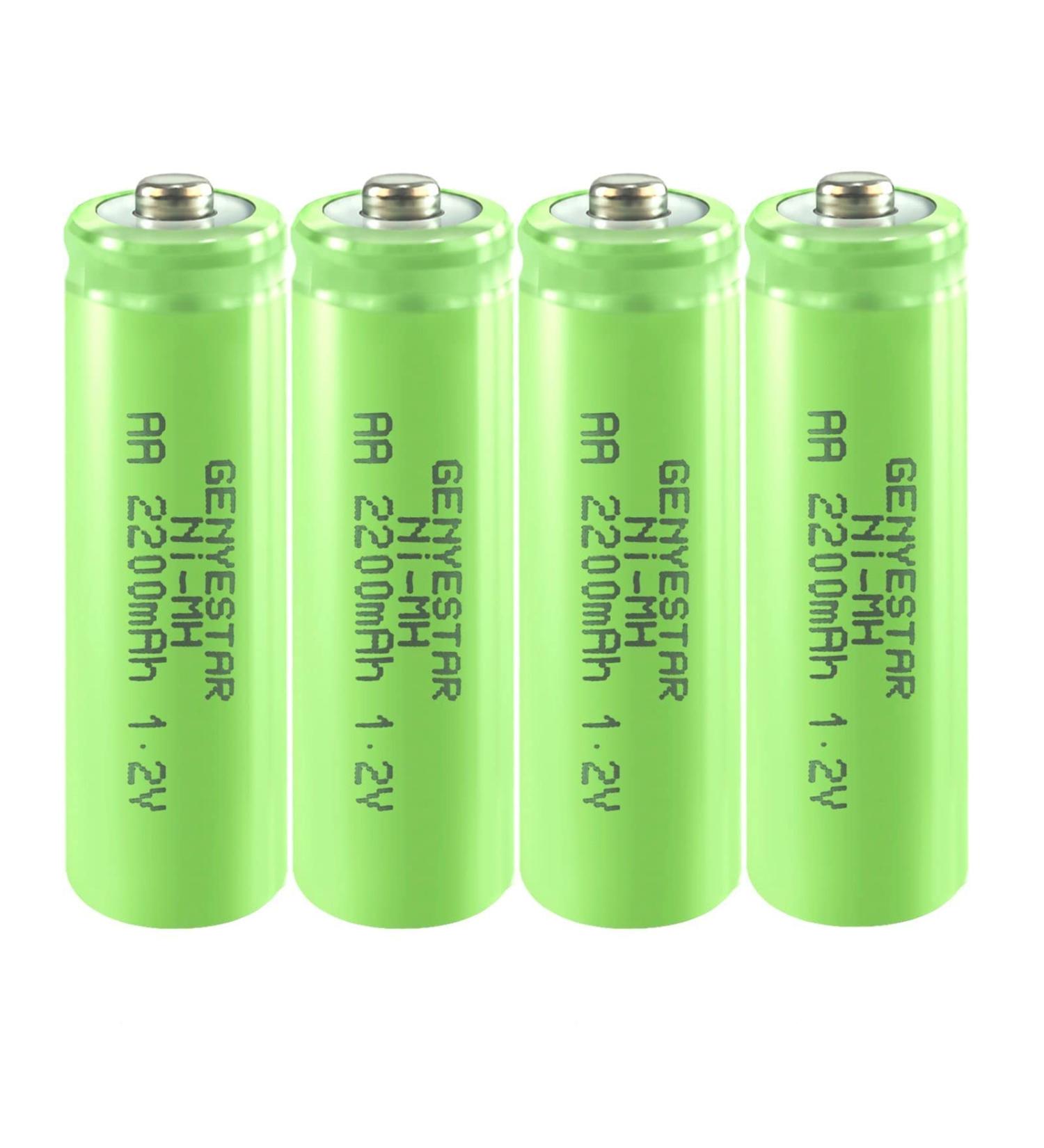 Rechargeable AA Batteries 2200mAh - Pre-Charged NIMH Low Self Discharge | 4 Pack for Solar Lights & Electronics - Buy Online on SooperMarket.com