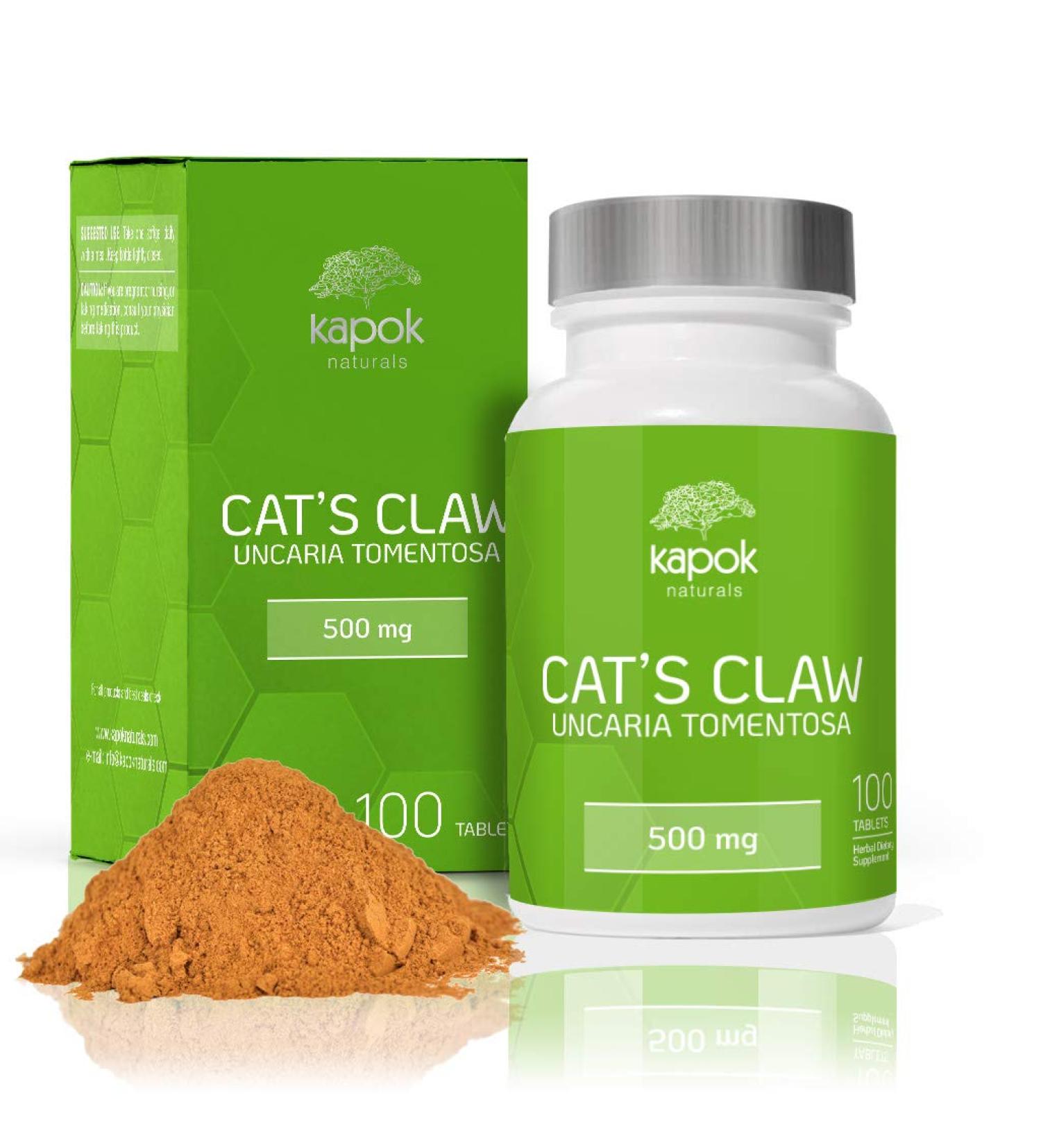 Kapok Naturals Cat's Claw 500mg Capsules - Joint Inflammation & Pain Relief - Digestive Support & Immune Booster - 100 Tablets - Buy Online on SooperMarket.com