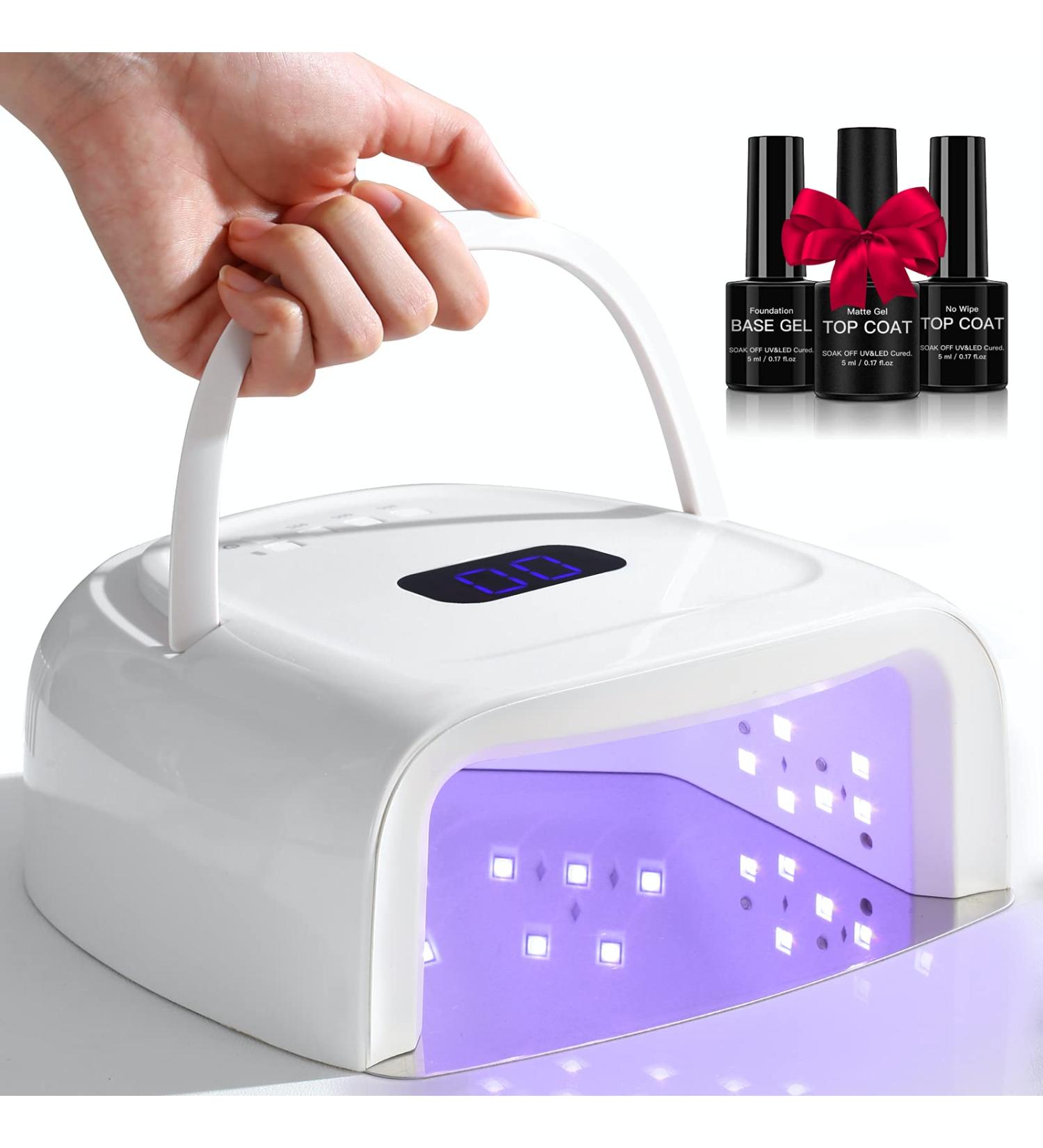 60W Rechargeable UV LED Nail Lamp with 42 Beads, Wireless & Portable Handle - Professional Curing Lamp for Fingernail and Toenail - Auto Sensor, Quick Dry Nail Machine - Buy Online on SooperMarket.com