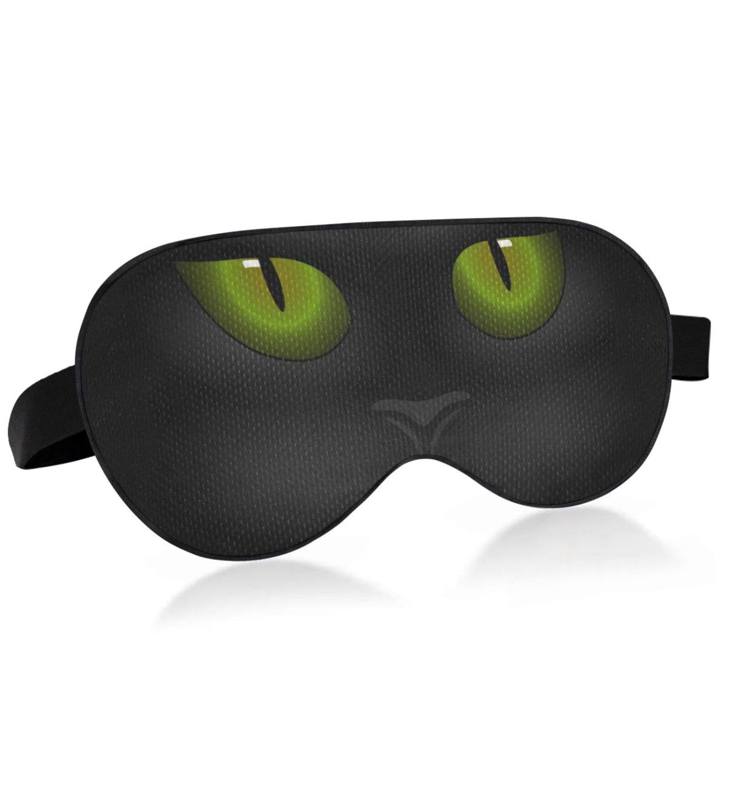 Kaskirky Light Blocking Eye Mask for Business Travel & Meditation - Adjustable for Men and Women, Deep Sleep Comfort, Fat Cat Green Eye Design - Buy Online on SooperMarket.com