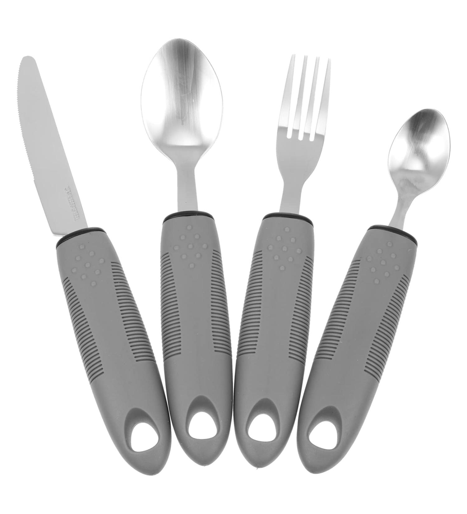 Adaptive Utensils Built up Fork Spoon Rocker Knife Easy Grip Silverware for Adults Elderly Weak Hand Patients Disabled Light Grey 3 Piece Set (Color : Light Grey-1) - Buy Online on SooperMarket.com