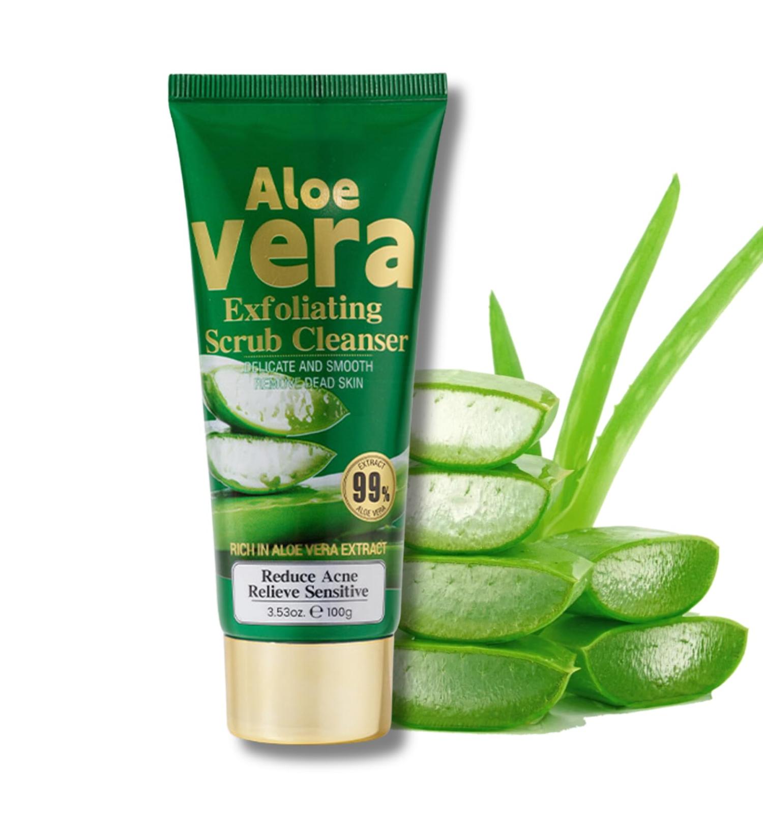 Aloe Vera Exfoliating Scrub Cleanser Aloe Vera Gel Face Wash Natural Acne Face Wash Face Wash For Men & Women Cream Cleanser For Acne Prone & Oily Skin Face Wash - Soothe Purify Facial Skin Care Green-Aloe Vera - Buy Online on SooperMarket.com