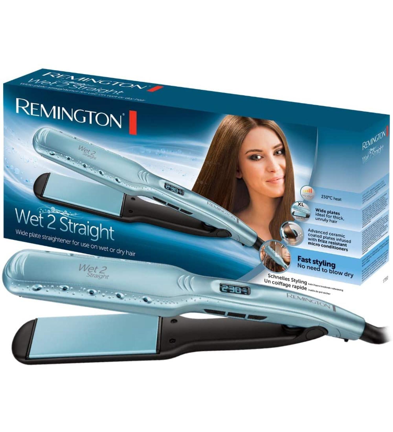Remington Smooth Iron Wide Wet2Straight - Versatile Hair Straightener for Wet & Dry Use LCD Display 140-230 C Anti-Frizz Technology - Buy Online on SooperMarket.com
