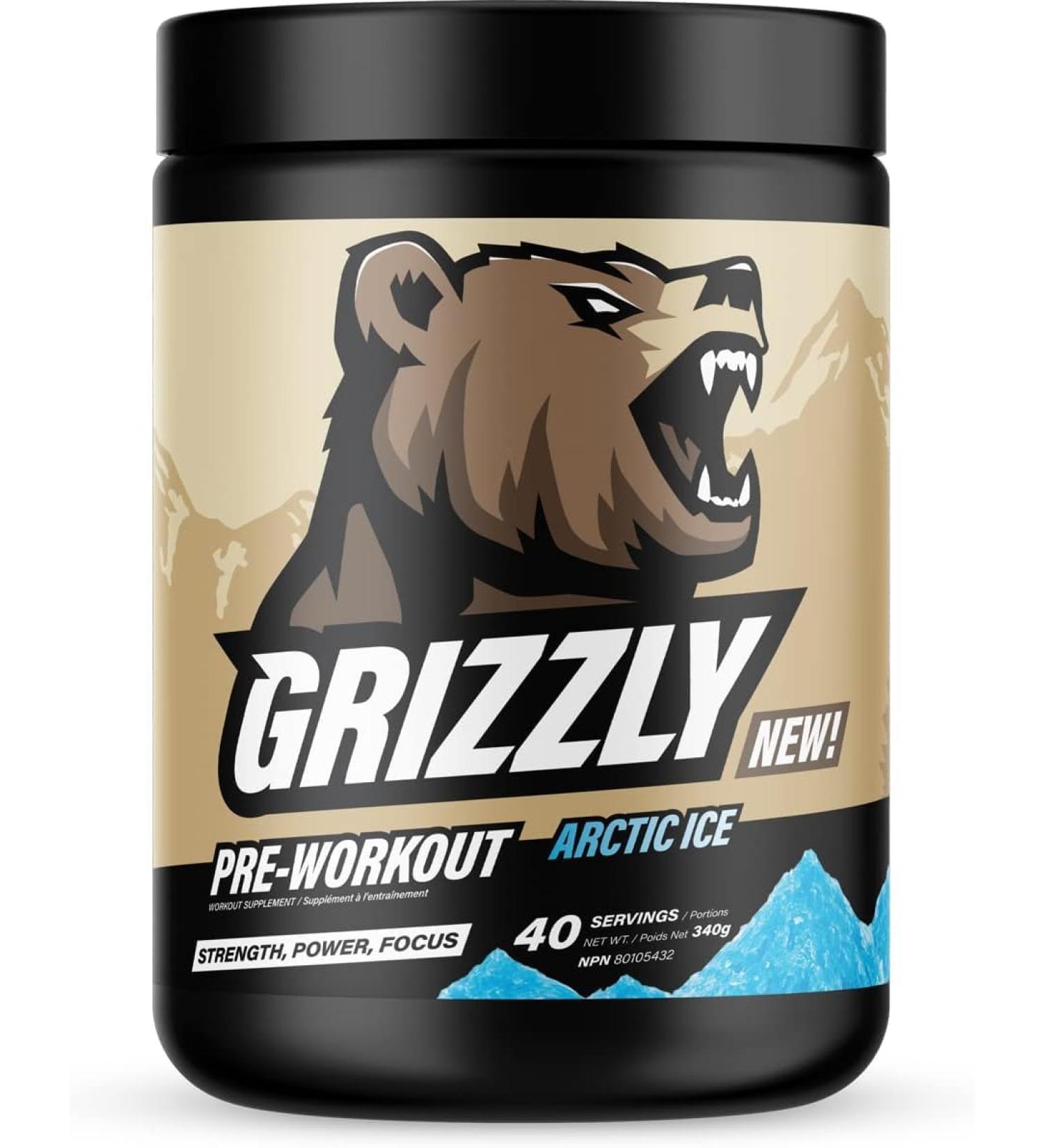 GRIZZLY PRE-WORKOUT ARCTIC ICE Strength Power Focus Caffeine Citrulline Beta-Alanine Arctic Ice 340 g (Pack of 1) - Buy Online on SooperMarket.com