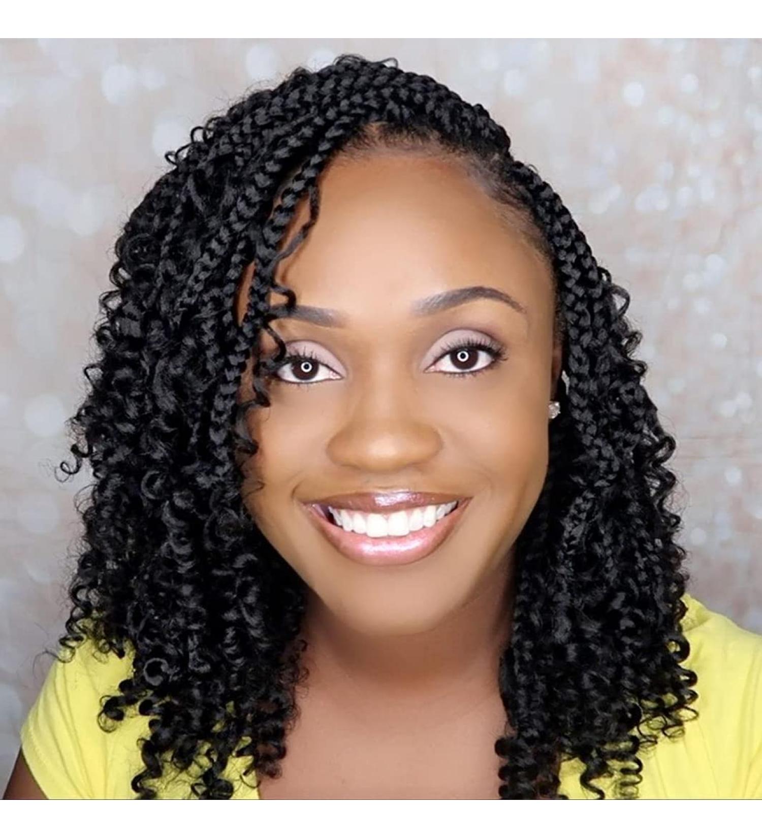 BOHOBABE 12 Short Bohemian Box Braids Crochet Hair with Curly Ends - 8 Packs Crochet Box Braids (1B) - Buy Online on SooperMarket.com