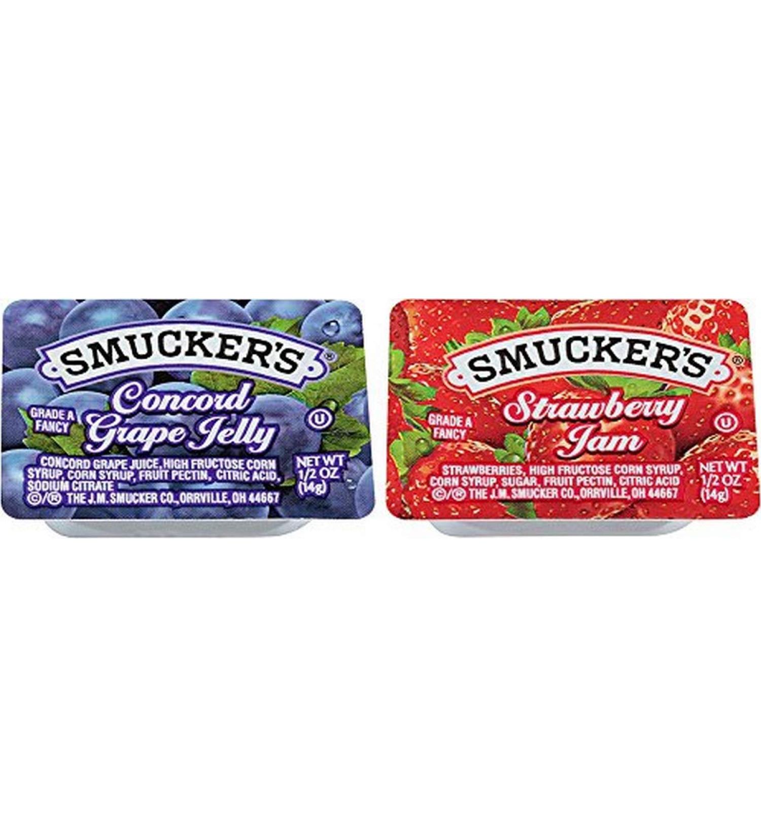 Smucker's Grape & Strawberry Jelly 1/2 oz 200 Count - Delicious Fruit Jelly Packets - Buy Online on SooperMarket.com