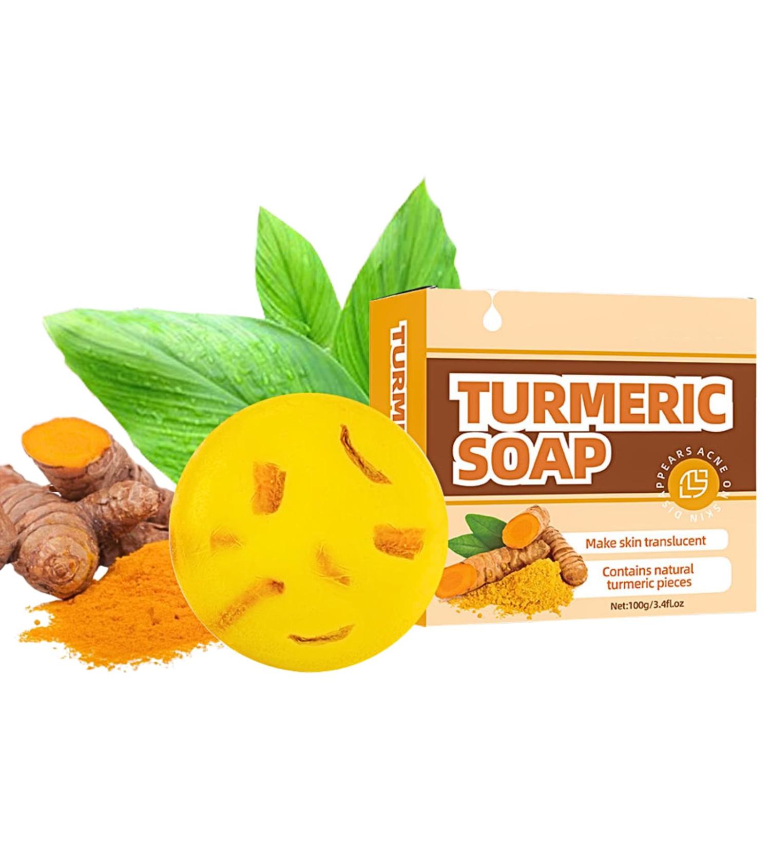 TBeautfave Turmeric Soap Natural Soap for Face & Body Organic Soap Turmeric Brightening Soap Handmade Soap Bar for for Acne & Dark Spots Moisturizing Deep Cleansing Erase Fine Lines - Buy Online on SooperMarket.com