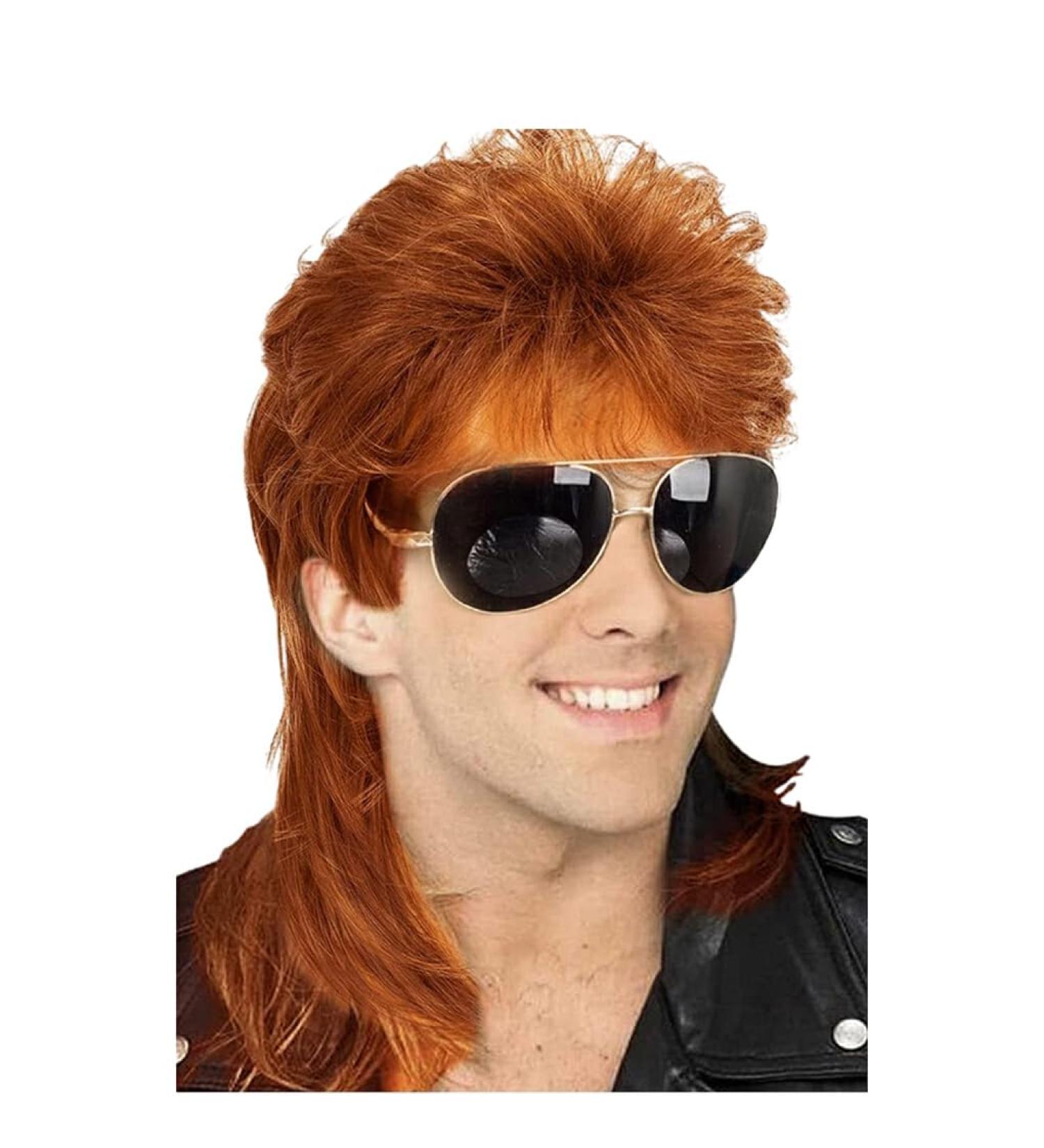 vreplrse Realistic Vintage Wig for Men Comfortable and Durable Materials Fiber Halloween Costume Wig Cover Party Wig Disco Red Brown - Buy Online on SooperMarket.com