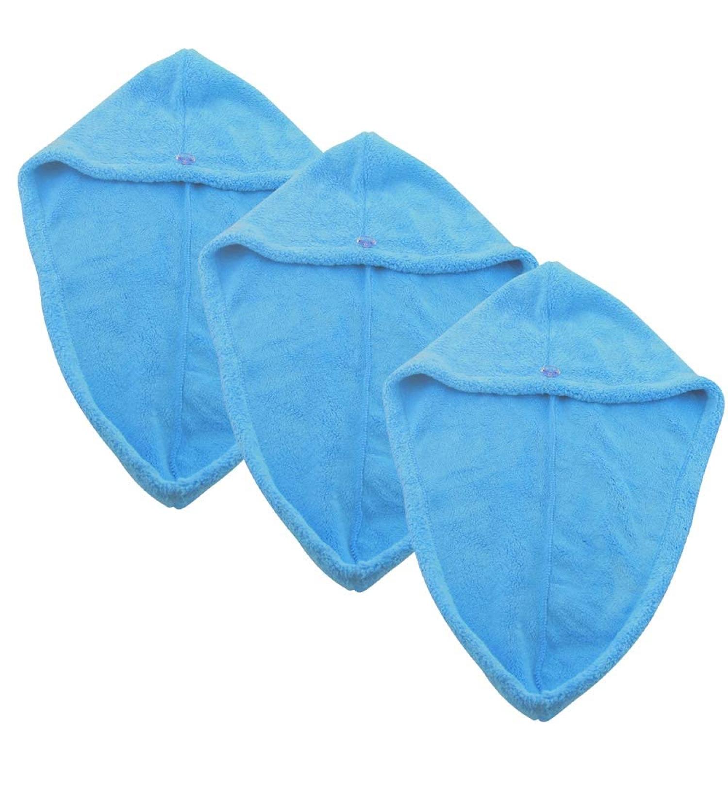 Kabinga 4-Piece Turban Set with Buttons - Fast-Drying Soft Microfiber Hair Towels for All Hair Types | Unisex Youth Absorbent 4L - Buy Online on SooperMarket.com