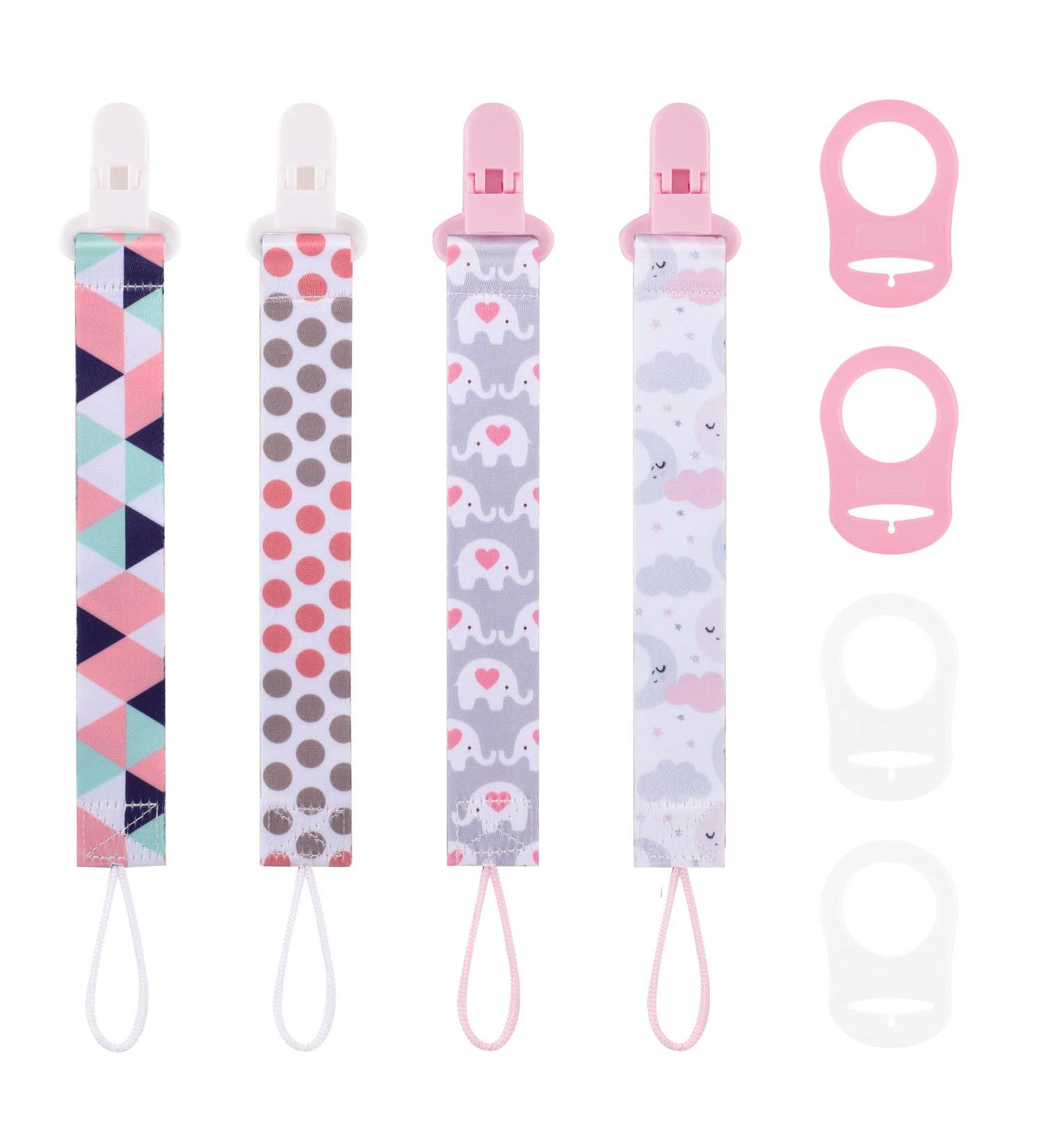 4-Piece Pacifier Band Set - Silicone Nucky Chain Clip for Baby Boys & Girls - Perfect Newborn Gift - Buy Online on SooperMarket.com