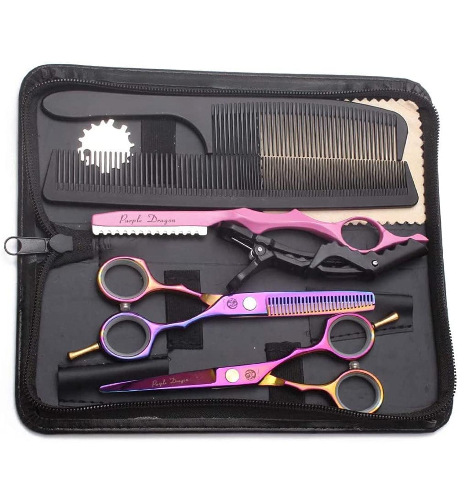 Professional Purple Dragon Hair Scissors Set - 5.5 Inch Iridescent Hairdressing Shears for Men & Women | Sharp Barber Tools for Beginners - Buy Online on SooperMarket.com