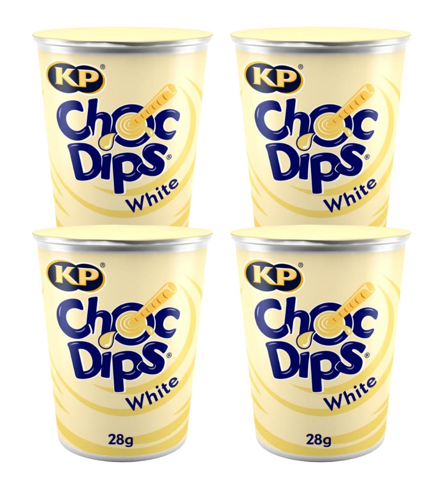 Chocolate White Biscuit Stick & Choc Dip 28g - Bundle Consisting of KP Dips White Chocolate 4 Pack