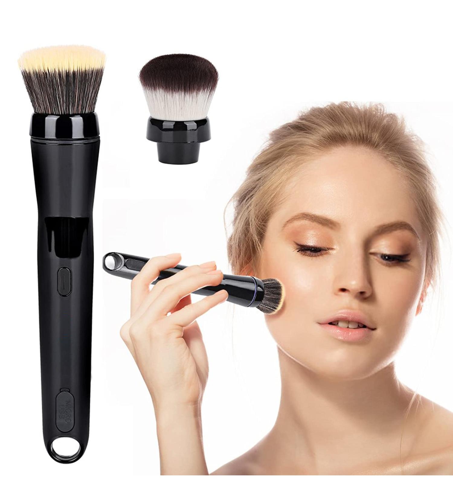Electric Makeup Brush Automatic Rotating Makeup Brush with Foundation & Blusher Brush Heads for Liquid Cream Powder Based Make Up for All Skin Types - Buy Online on SooperMarket.com