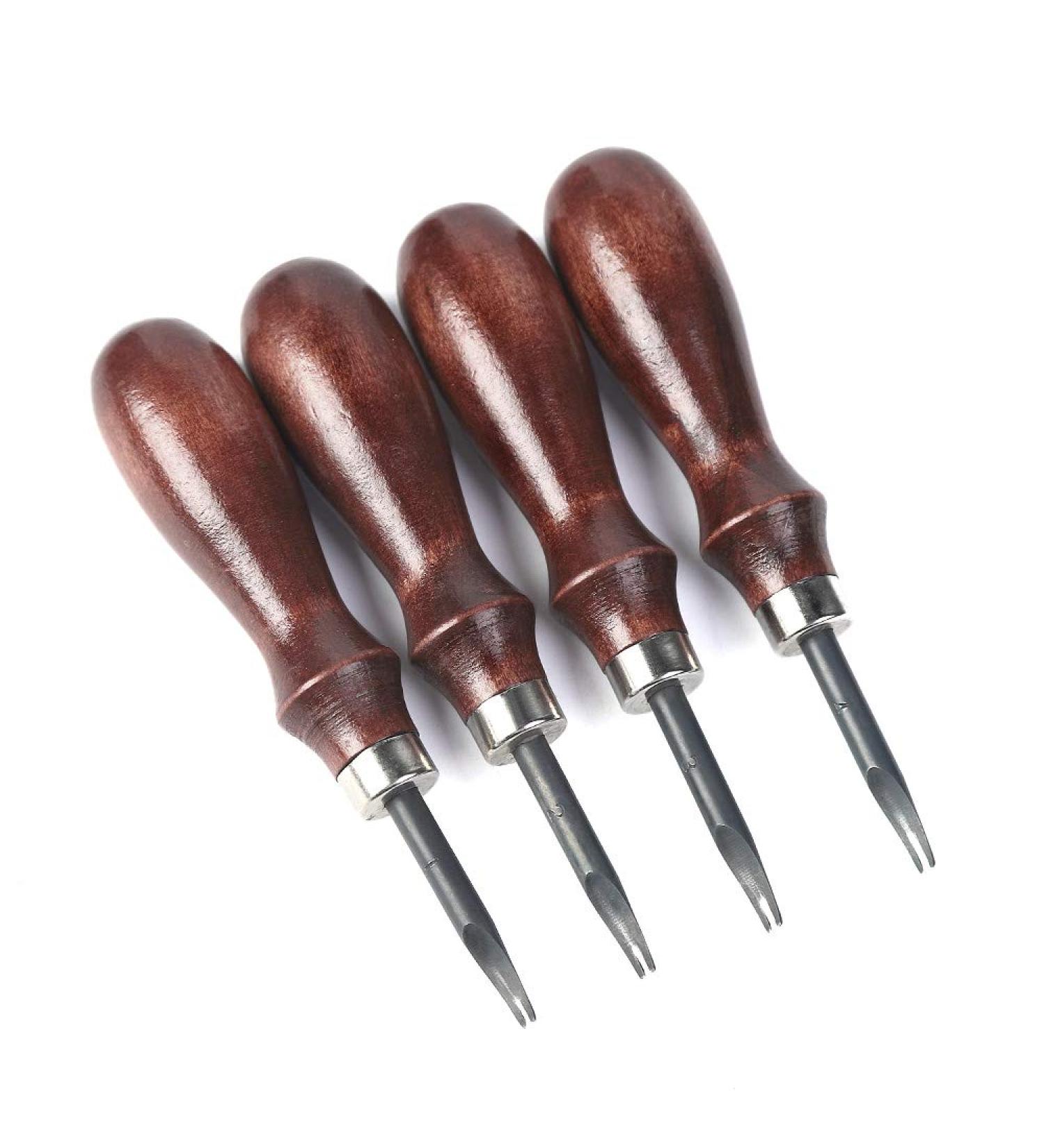 WUTA 4pc Leather Edge Bevelers Set - High Carbon Steel Skiving Tools for Keen Edge Cutting in Leathercraft (0.8mm+1mm+1.2mm+1.4mm) - Buy Online on SooperMarket.com