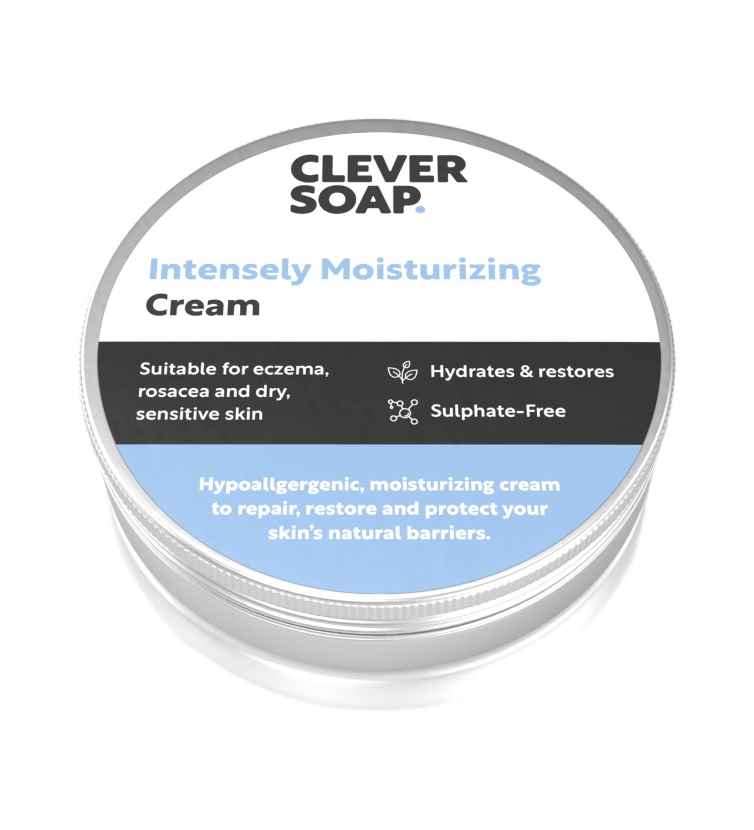 Clever Soap Intensely Moisturising Hand Face & Body Cream - Suitable For Eczema Rosacea & Rough Dry Sensitive Skin - Gentle Hydrating Emollient - Fragrance-free Hypoallergenic Care & Relief - Buy Online on SooperMarket.com
