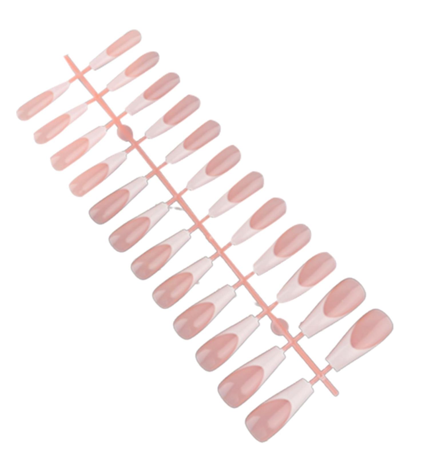 Press On Nails 10 Sheets Color Long Press On Nails With White Edge 12 Size Full Cover Stick On Nails Simple Style False Nails For Women Girls Nail Art Style3 - Buy Online on SooperMarket.com