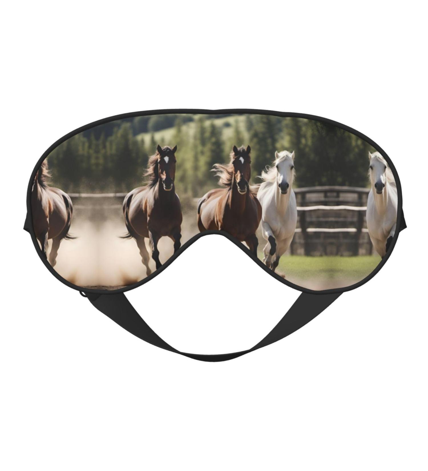 SSIMOO Three Running Horses Soft Sleep Eye Mask - Breathable Black Eye Patch for Women | Perfect for Travel & Relaxation - Buy Online on SooperMarket.com
