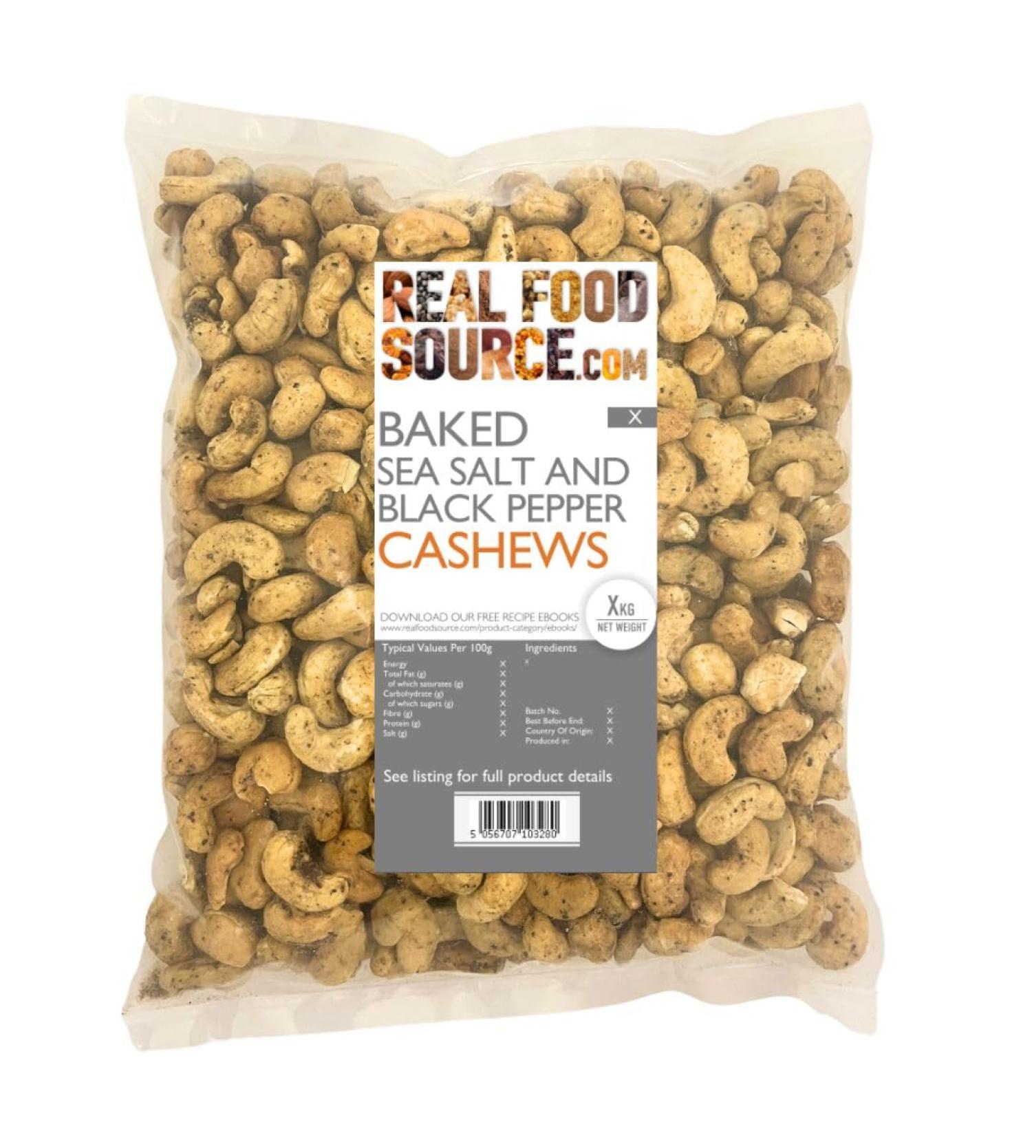 RealFoodSource Baked Sea Salt and Black Pepper Cashews 1kg