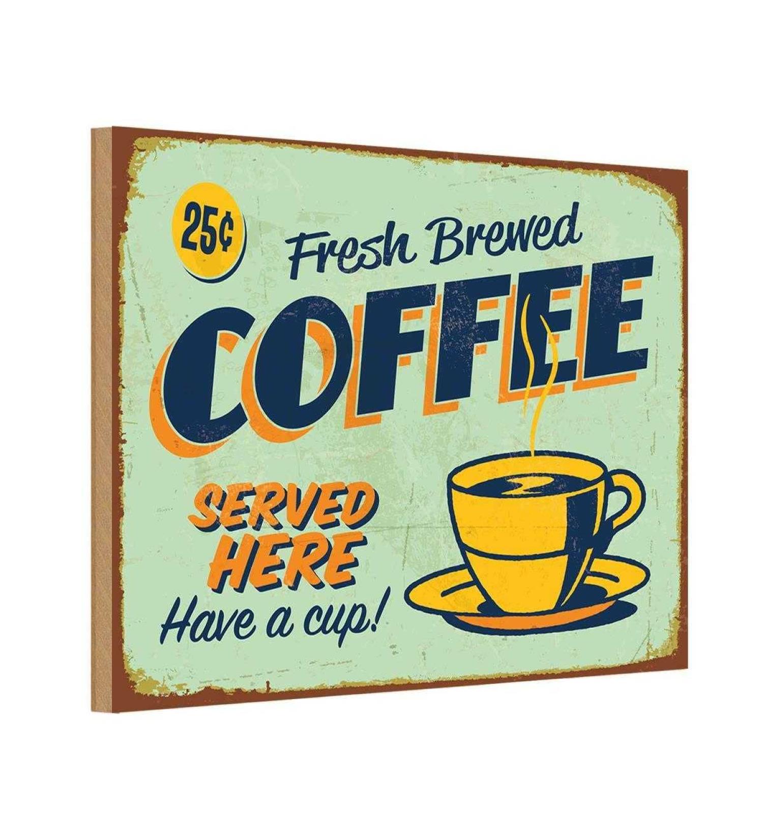 vianmo Wooden Wall Sign 20 x 30 cm Coffee Fresh Brewed Coffee Served - Buy Online on SooperMarket.com